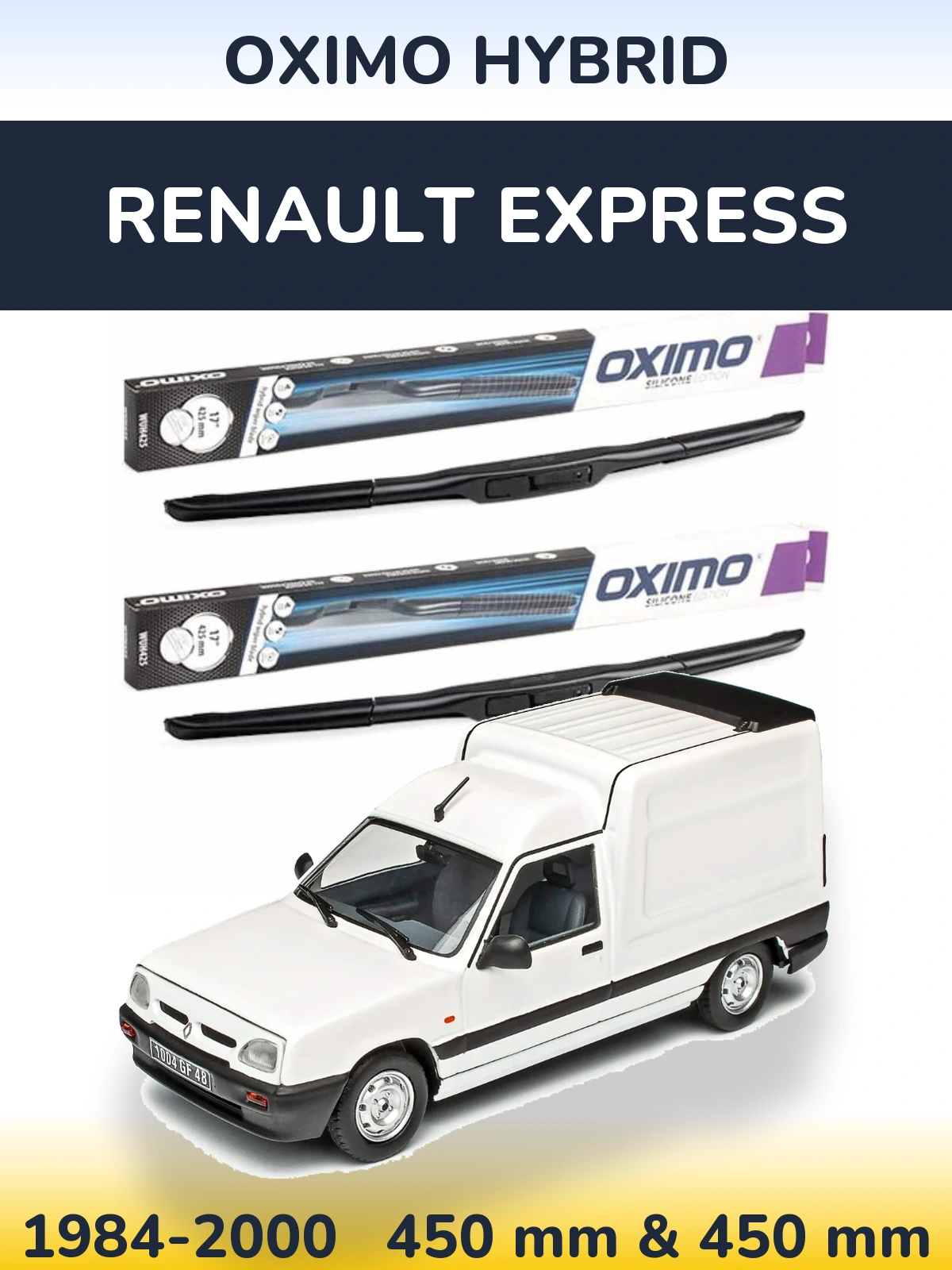 Комплект передніх щіток Oximo Hybrid 450 & 450 мм для Renault Express 1984-2000