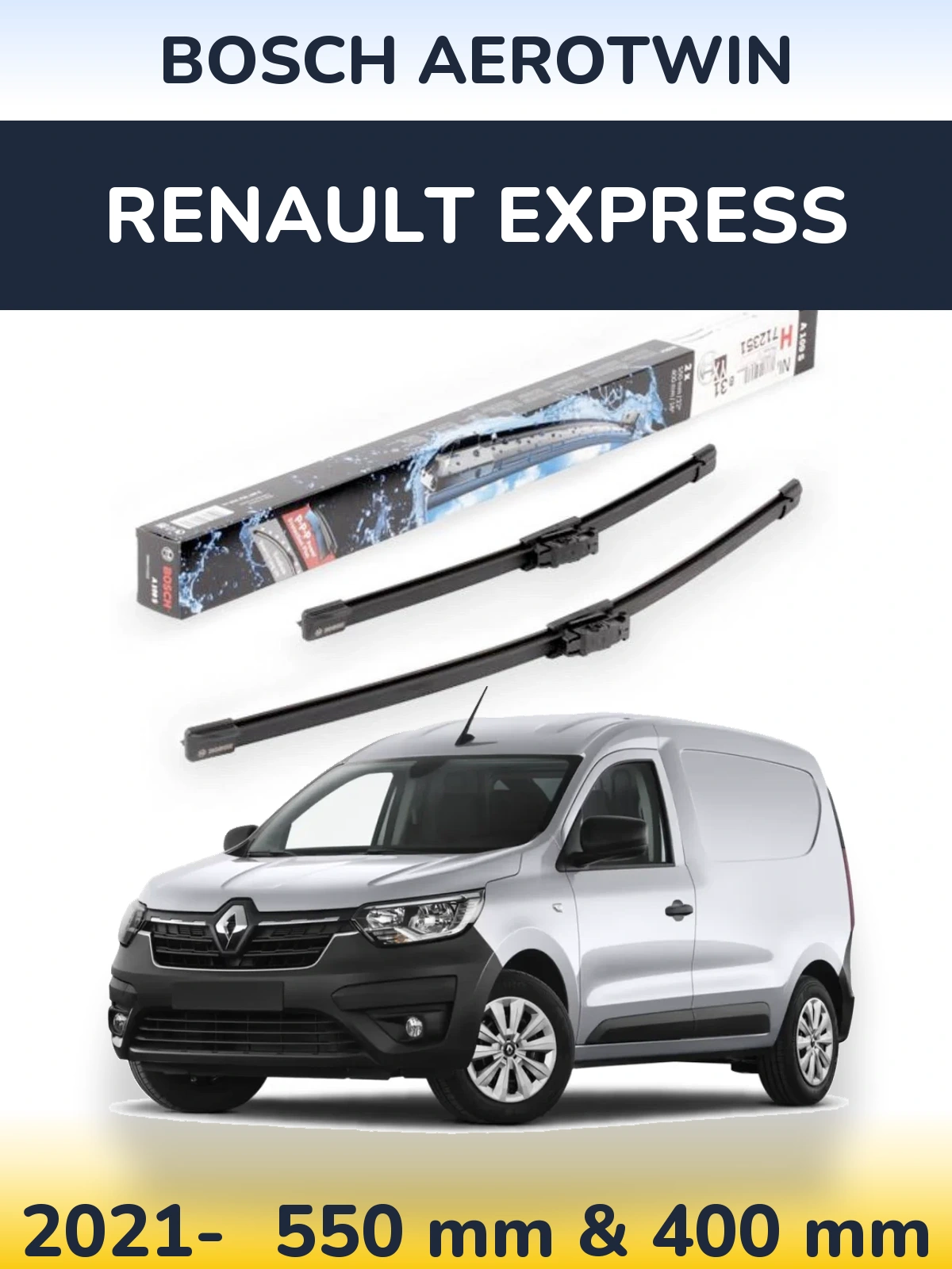 Комплект передніх щіток BOSCH AeroTwin 550 & 400 мм для Renault Express 2021-2026