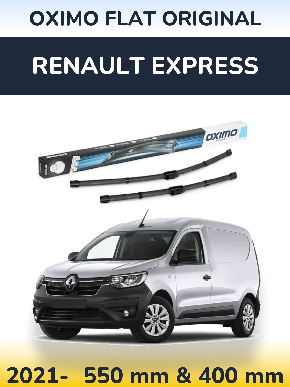 Комплект передних дворников Oximo Flat Original 550 & 400 мм для Renault Express 2021-2026