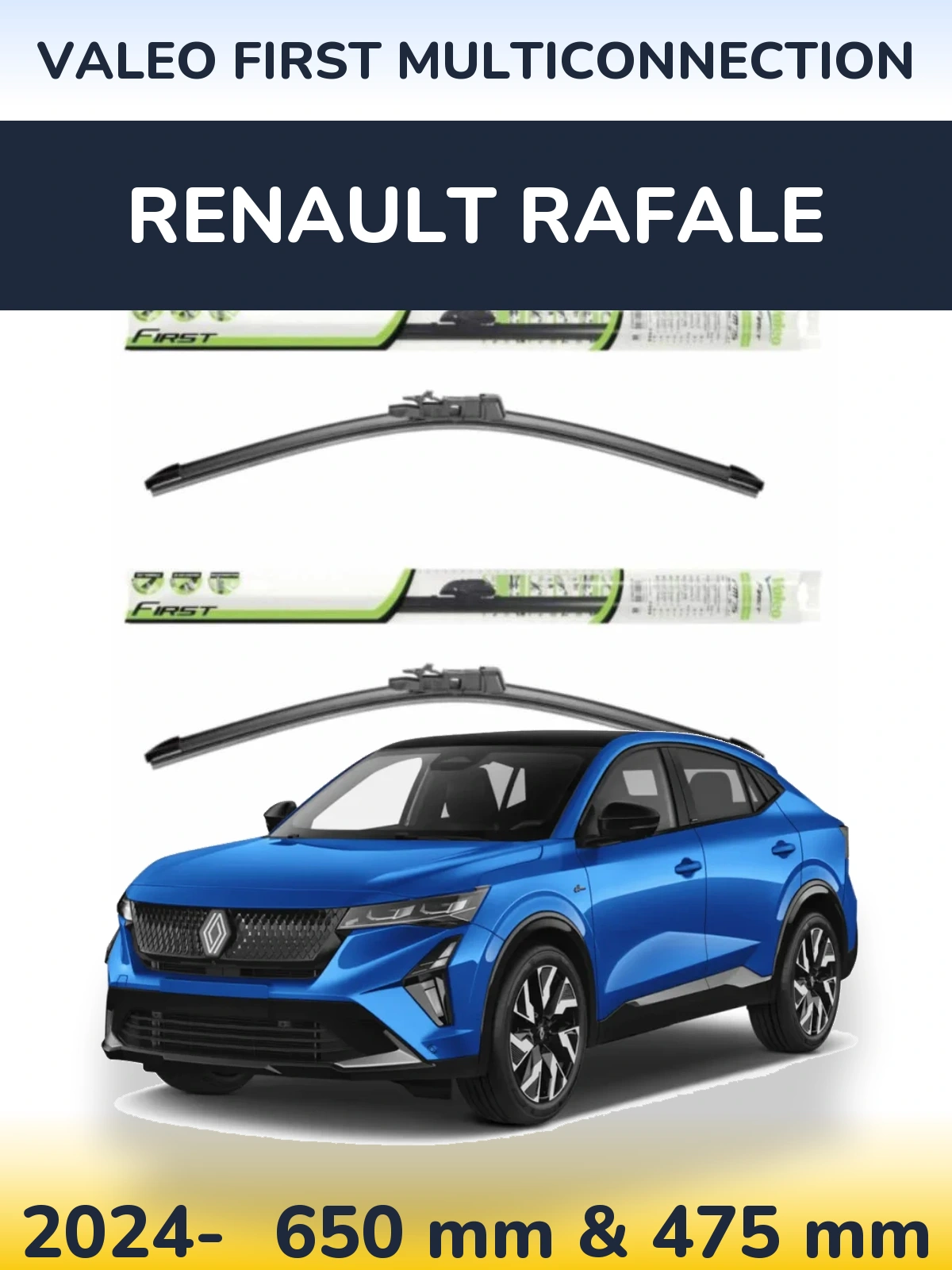 Komplet przednich wycieraczek Valeo First MultiConnection 650 & 475 mm do Renault Rafale 2024-2026