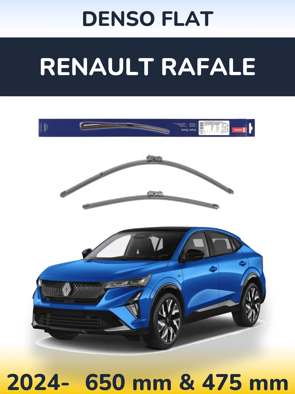 Комплект передних дворников Denso Flat 650 & 475 мм для Renault Rafale 2024-2026