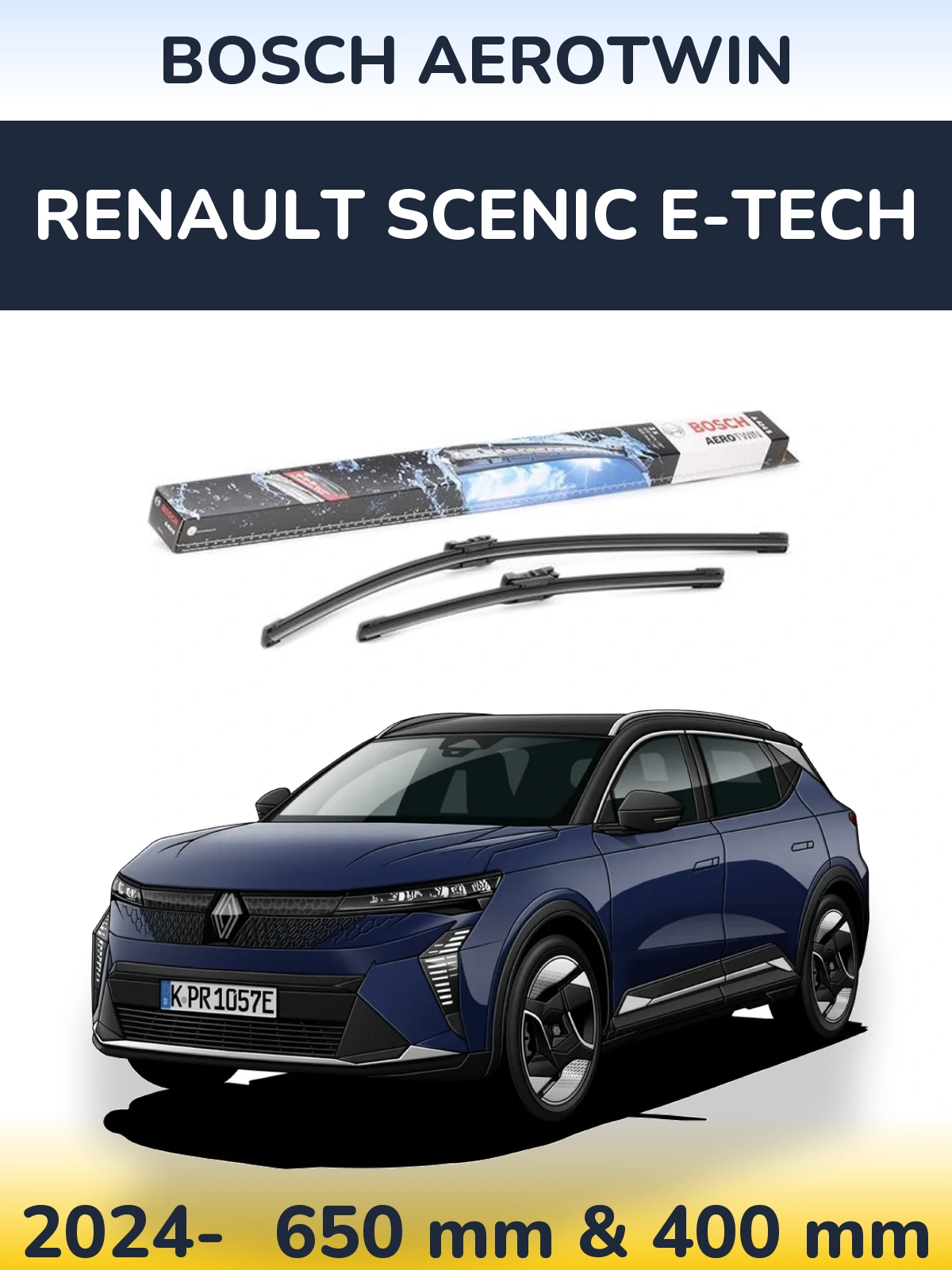 Komplet przednich wycieraczek BOSCH AeroTwin 650 & 400 mm do Renault Scenic E-Tech 2024-2026