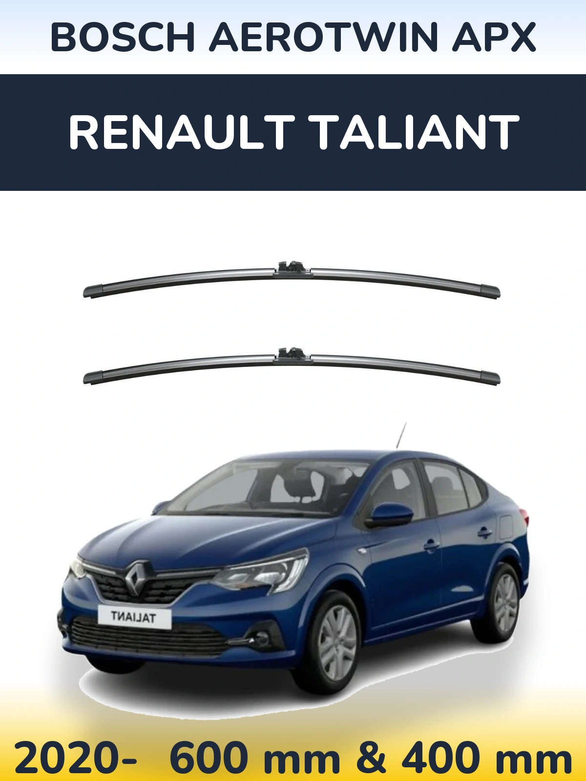 Комплект передніх щіток BOSCH AeroTwin APX 600 & 400 мм для Renault Taliant 2020-2026