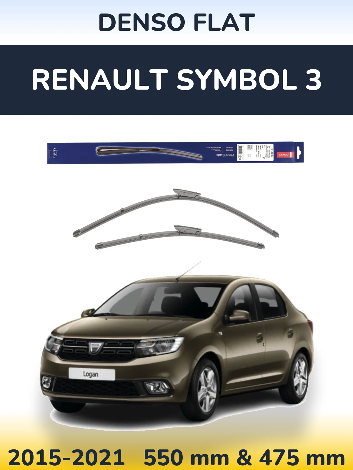 Komplet przednich wycieraczek Denso Flat 550 & 475 mm do Renault Symbol 3 2015-2021