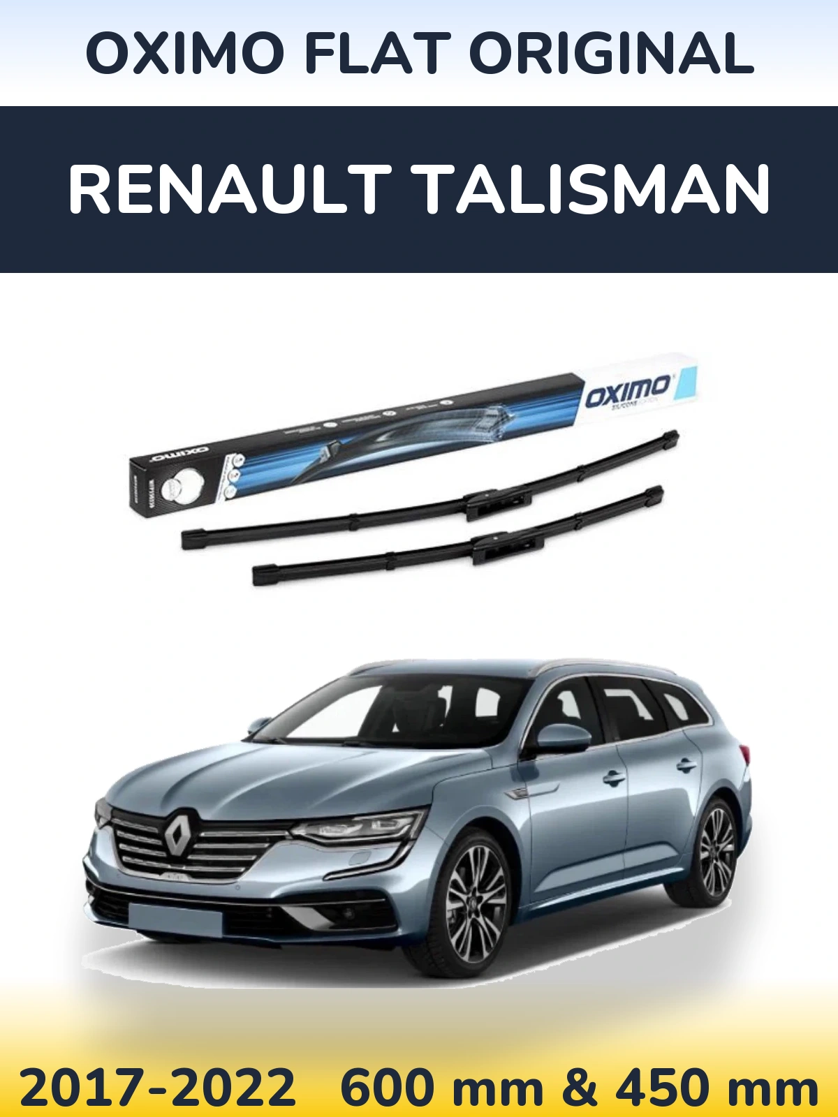 Комплект передних дворников Oximo Flat Original 600 & 450 мм для Renault Talisman 2017-2022