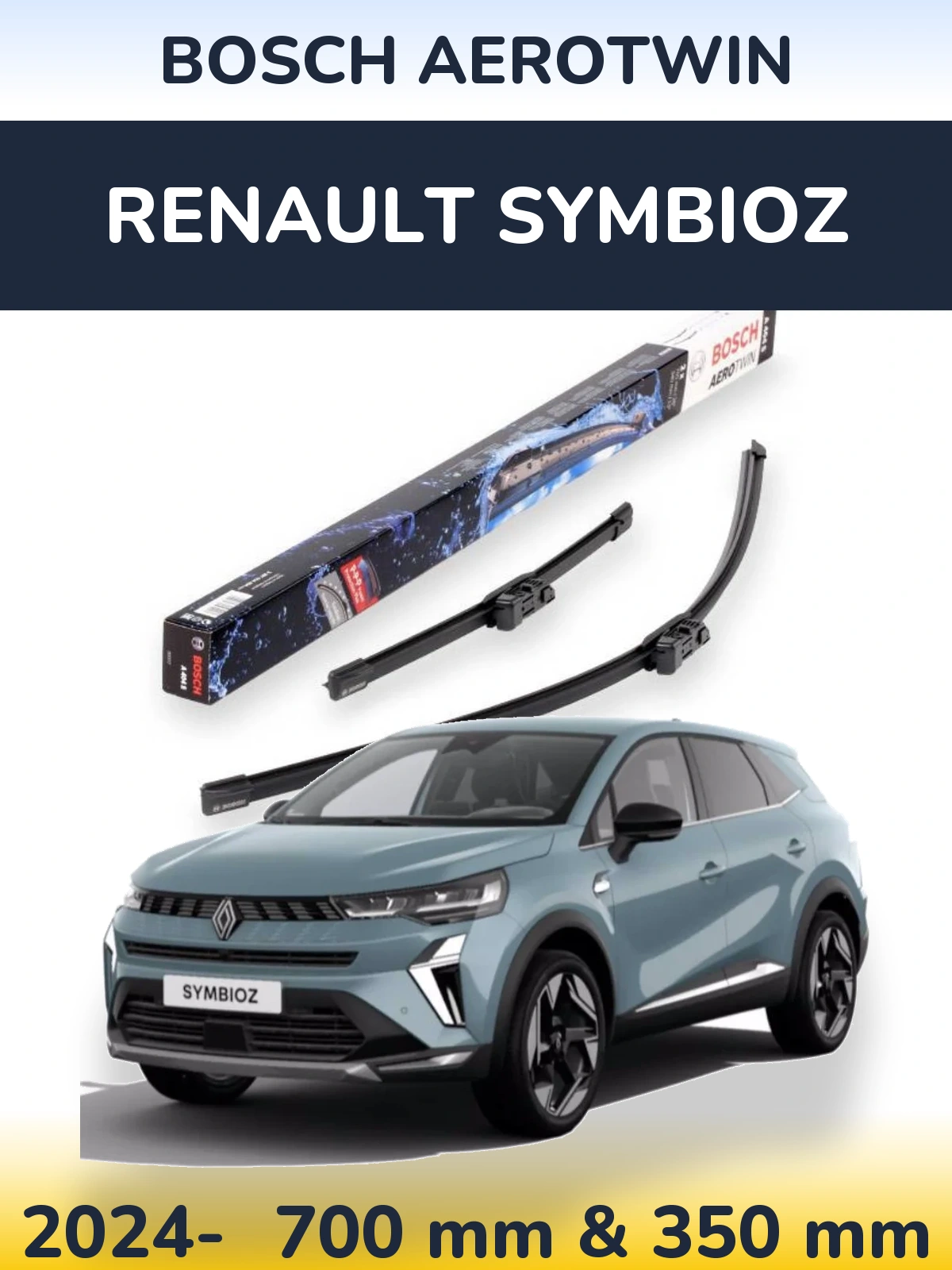 Комплект передніх щіток BOSCH AeroTwin 700 & 350 мм для Renault Symbioz 2024-2026