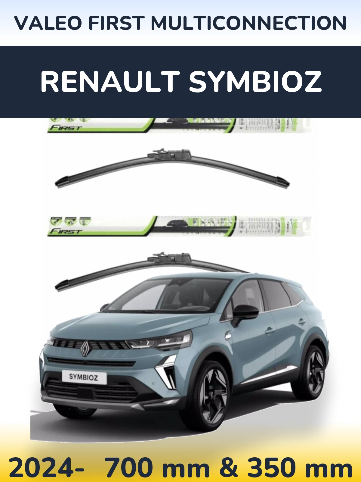 Комплект передніх щіток Valeo First MultiConnection 700 & 350 мм для Renault Symbioz 2024-2026