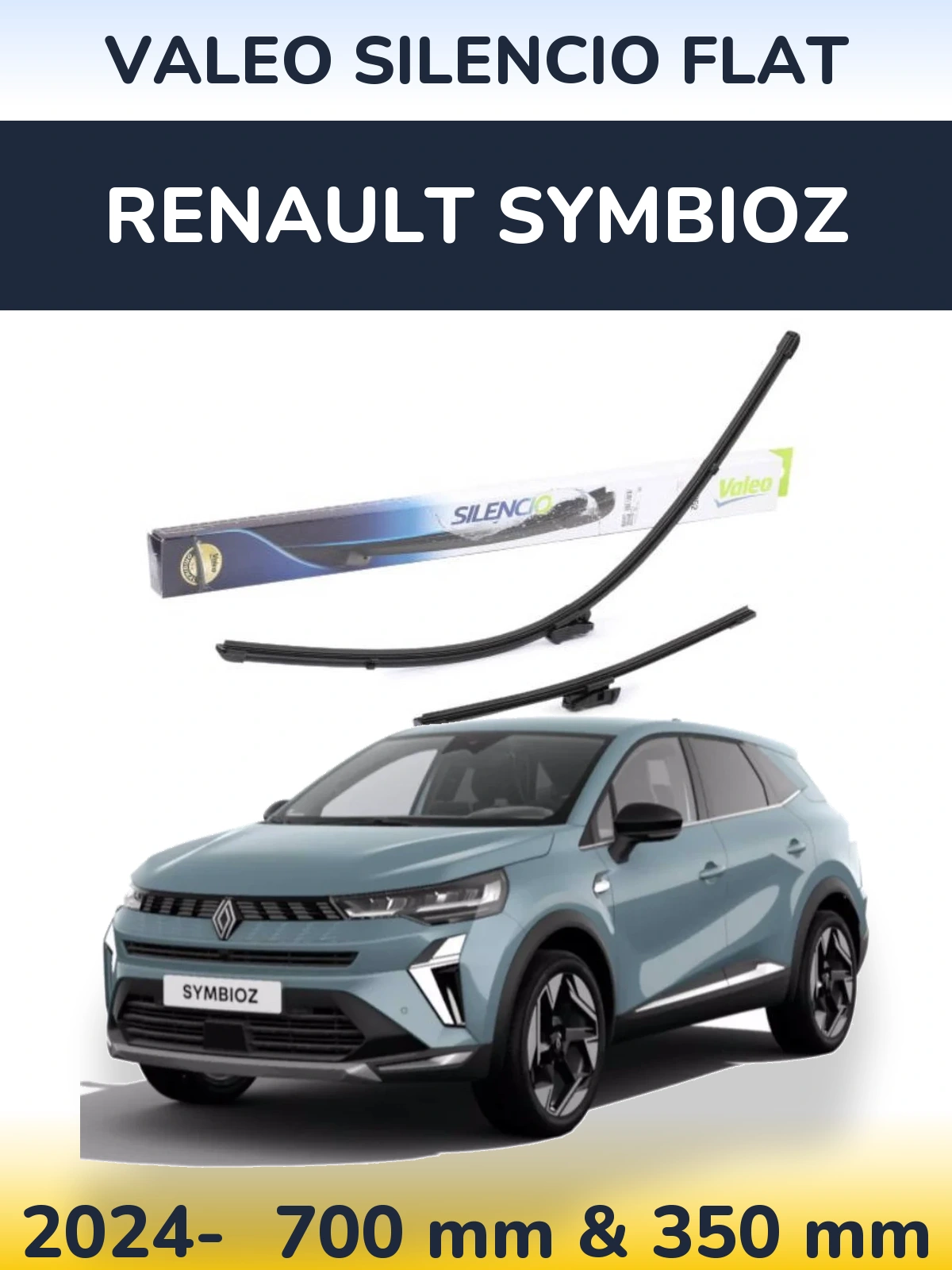 Комплект передніх щіток Valeo Silencio Flat 700 & 350 мм для Renault Symbioz 2024-2026