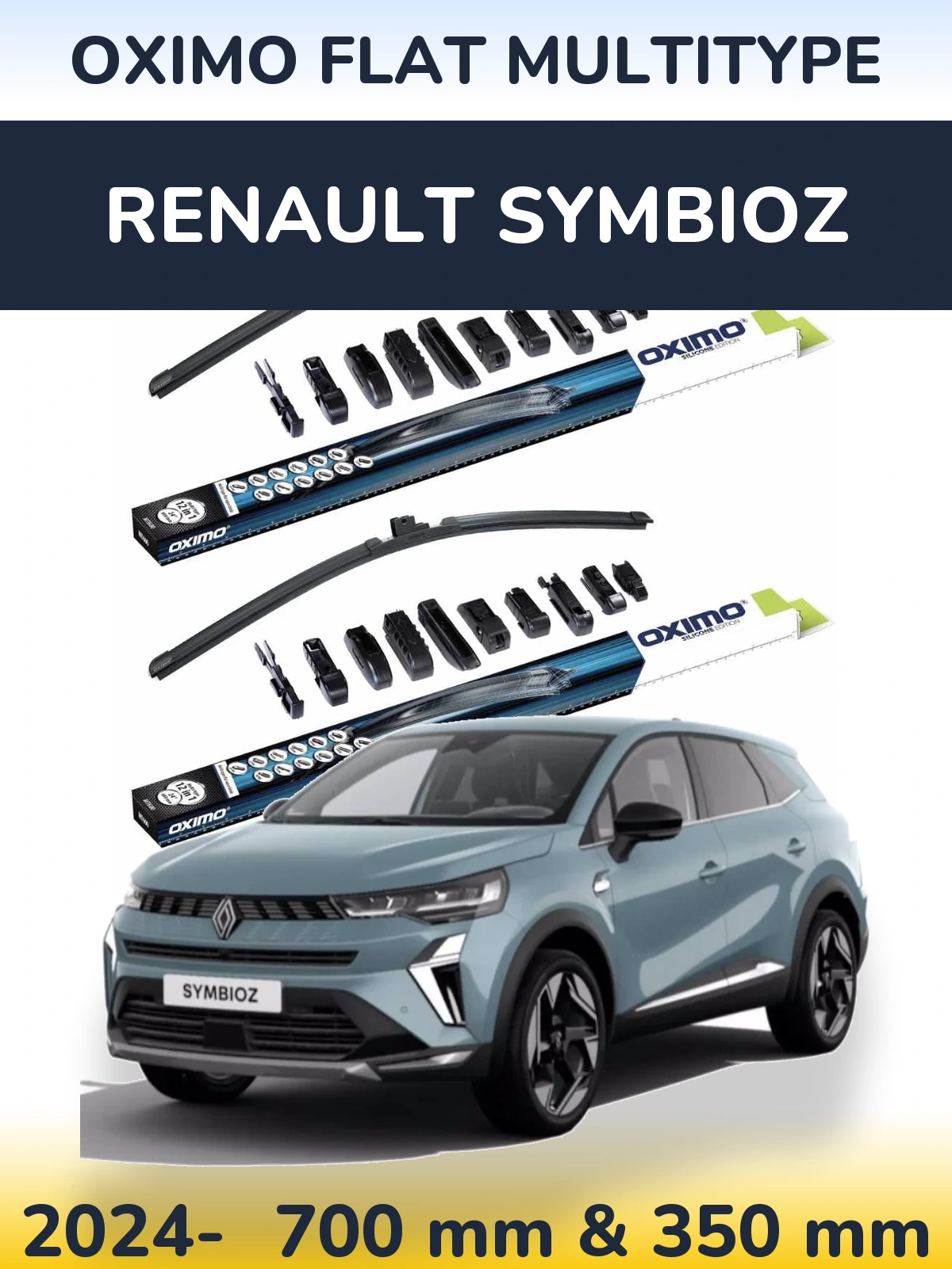 Комплект передніх щіток Oximo Flat MultiТипe 700 & 350 мм для Renault Symbioz 2024-2026