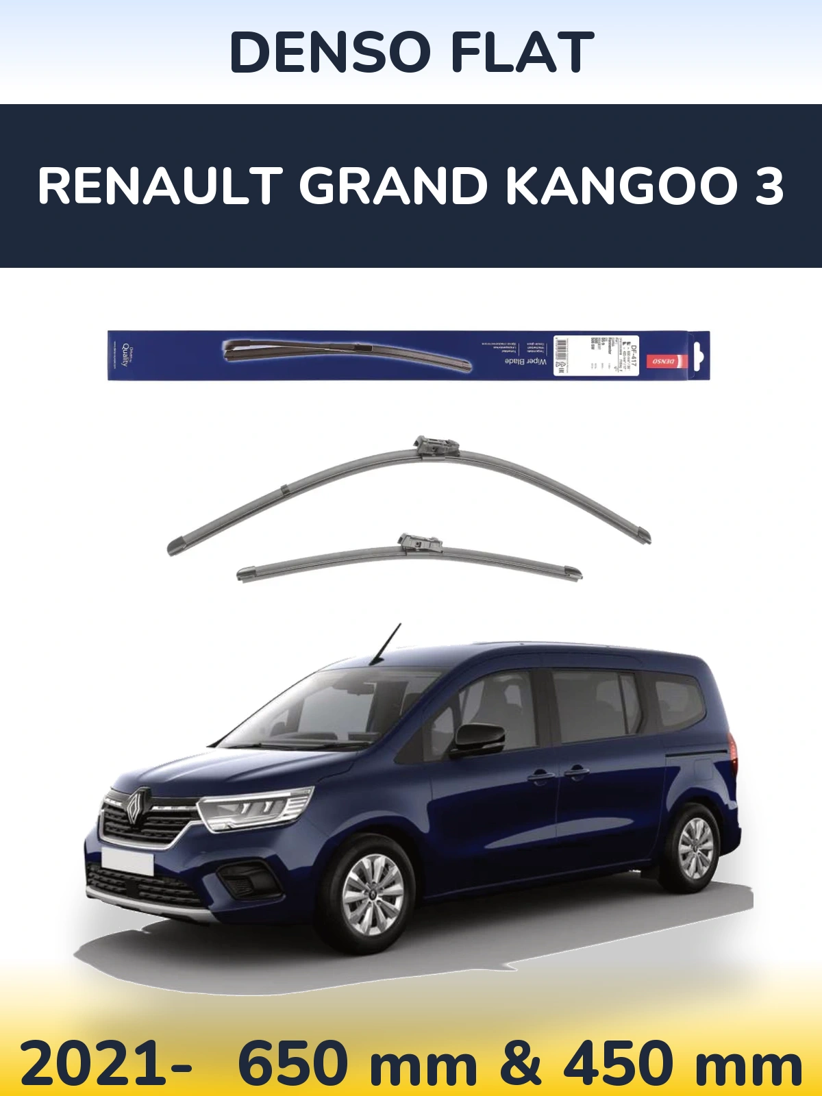 Komplet przednich wycieraczek Denso Flat 650 & 450 mm do Renault Grand Kangoo 3 2021-2026