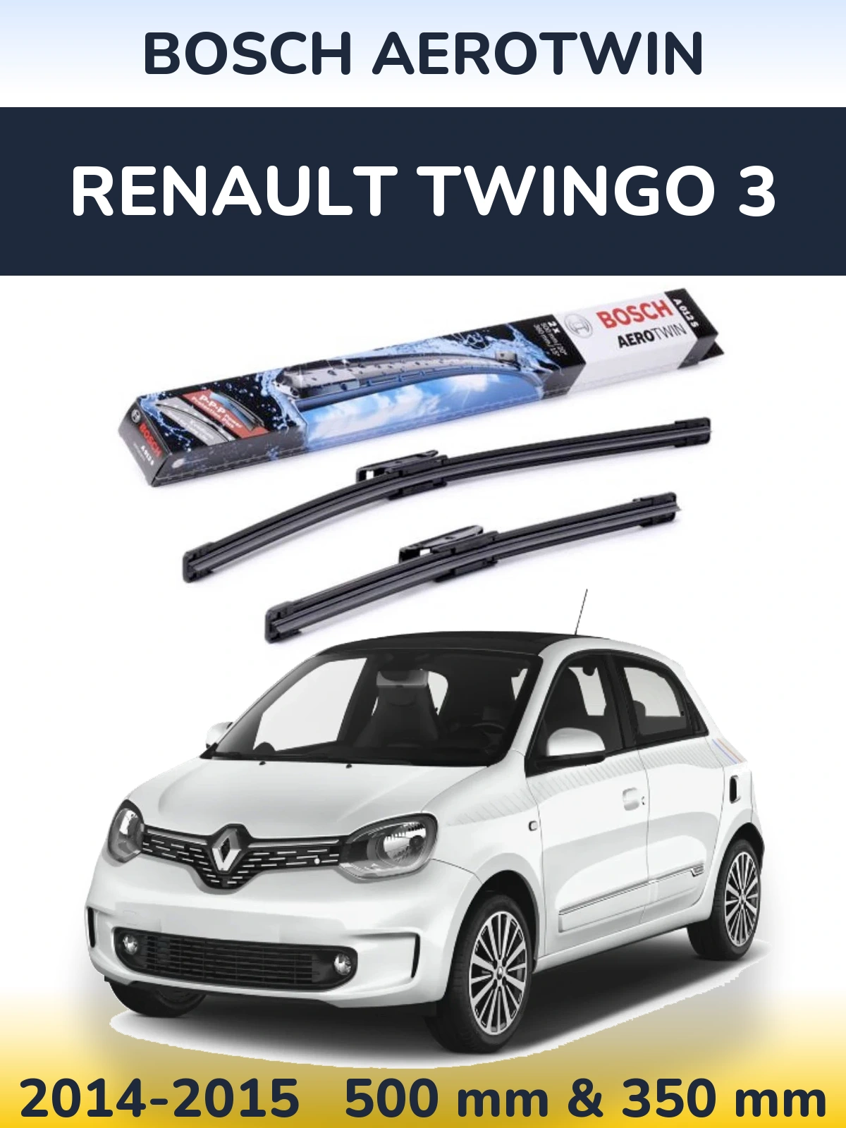 Komplet przednich wycieraczek BOSCH AeroTwin 500 & 360 mm do Renault Twingo 3 2014-2015