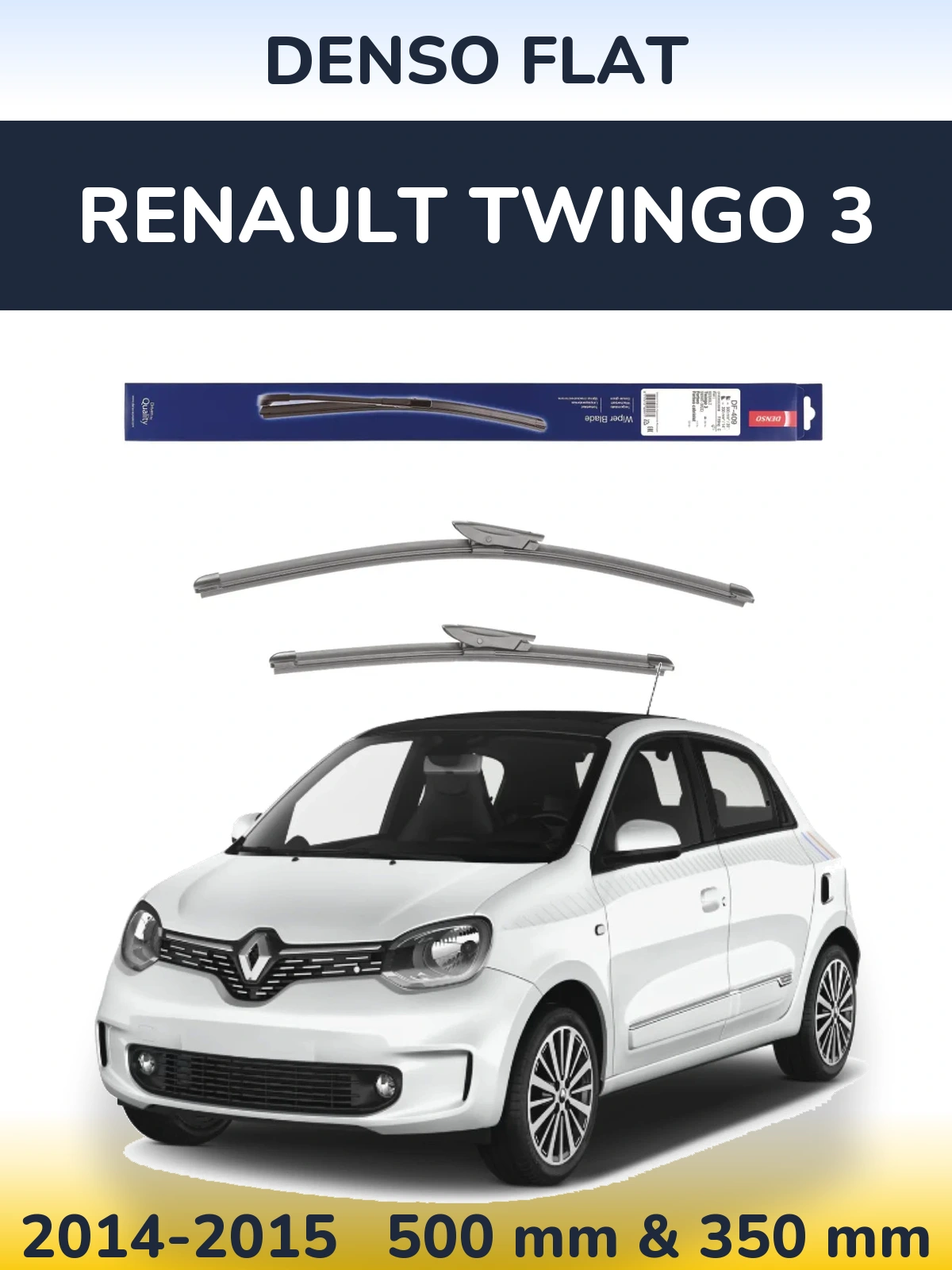Komplet przednich wycieraczek Denso Flat 500 & 350 mm do Renault Twingo 3 2014-2015