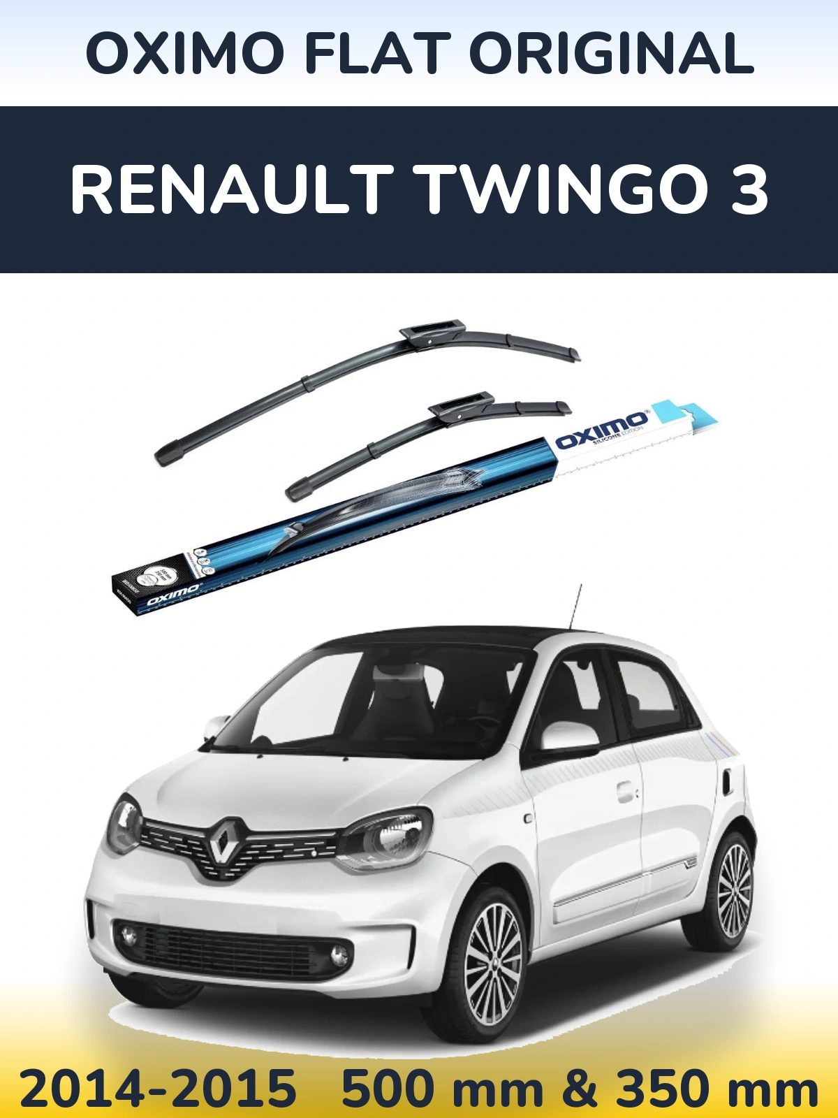 Komplet przednich wycieraczek Oximo Flat Original 500 & 350 mm do Renault Twingo 3 2014-2015