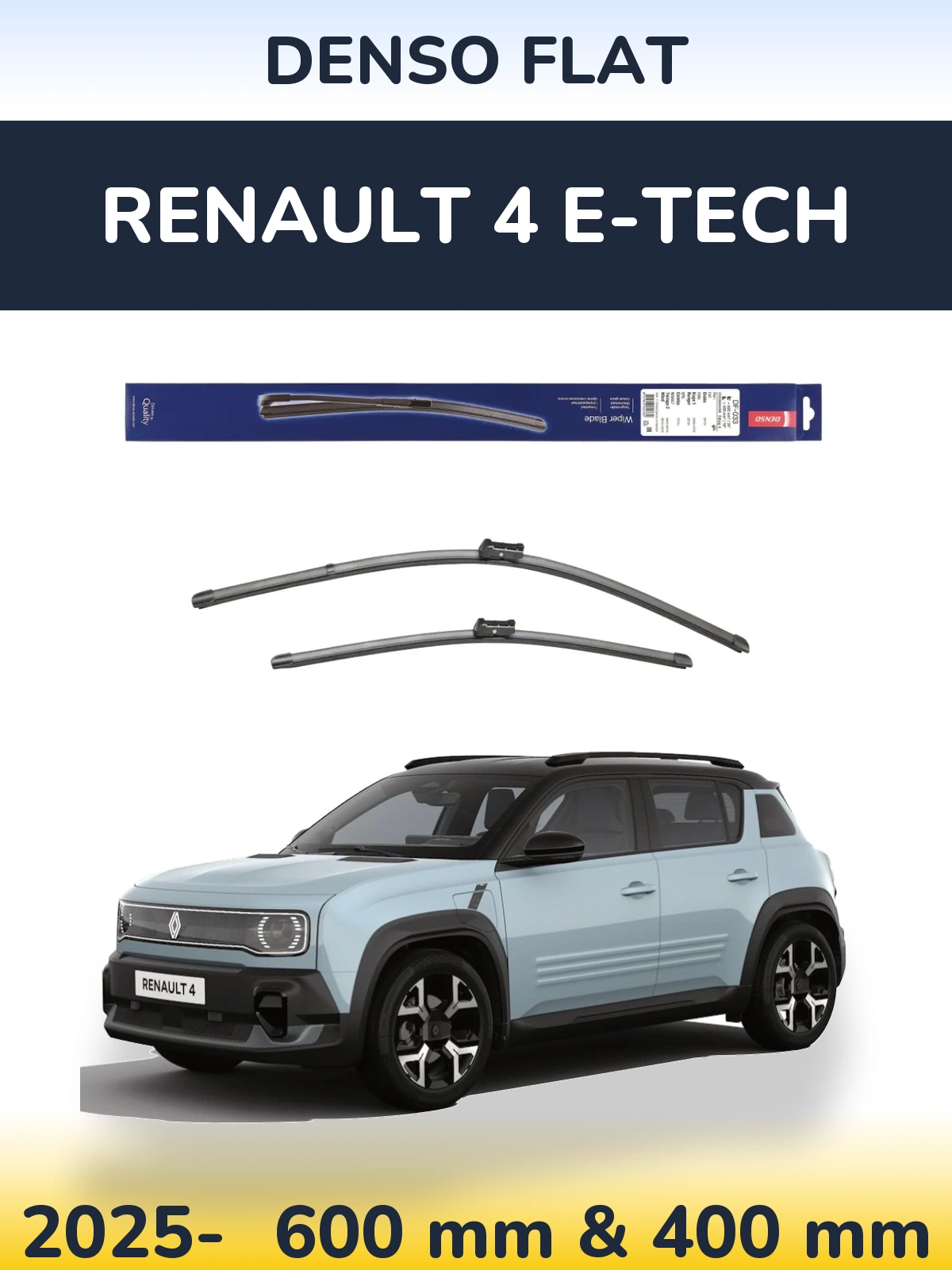 Комплект передних дворников Denso Flat 600 & 400 мм для Renault 4 E-Tech 2025-2026