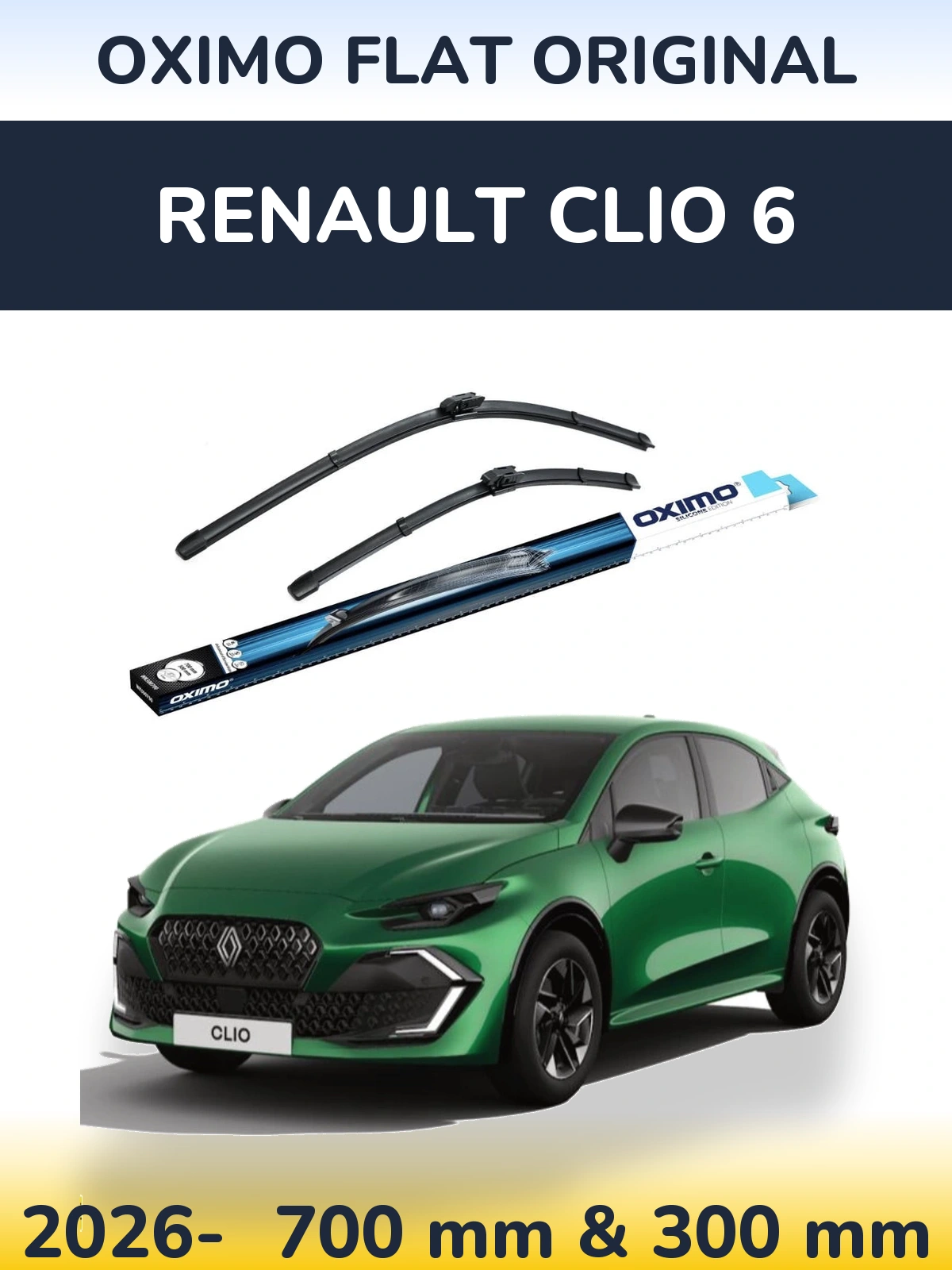 Komplet przednich wycieraczek Oximo Flat Original 700 & 300 mm do Renault Clio 6 2026-