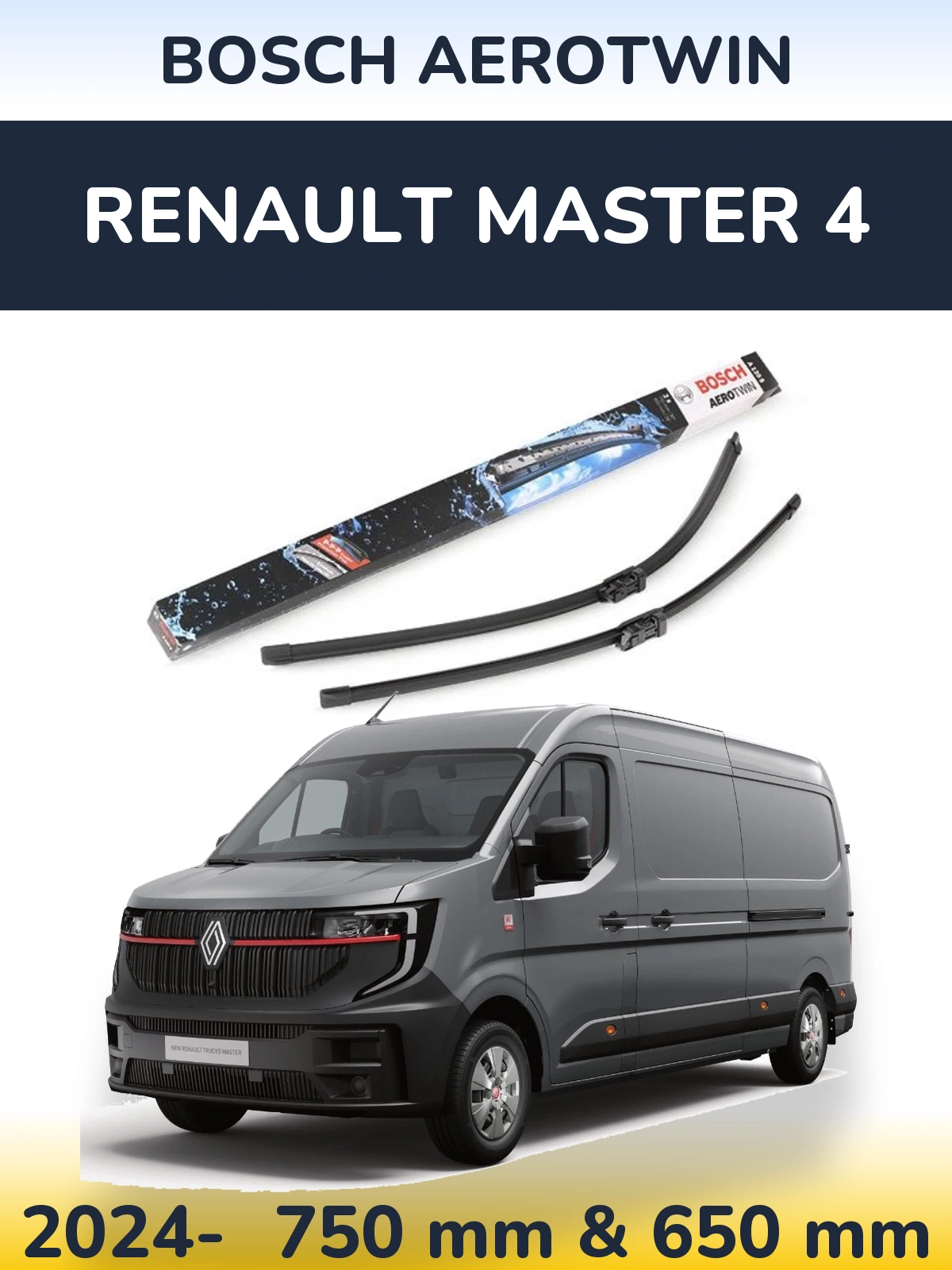 Komplet przednich wycieraczek BOSCH AeroTwin 750 & 650 mm do Renault Master 4 2024-2026