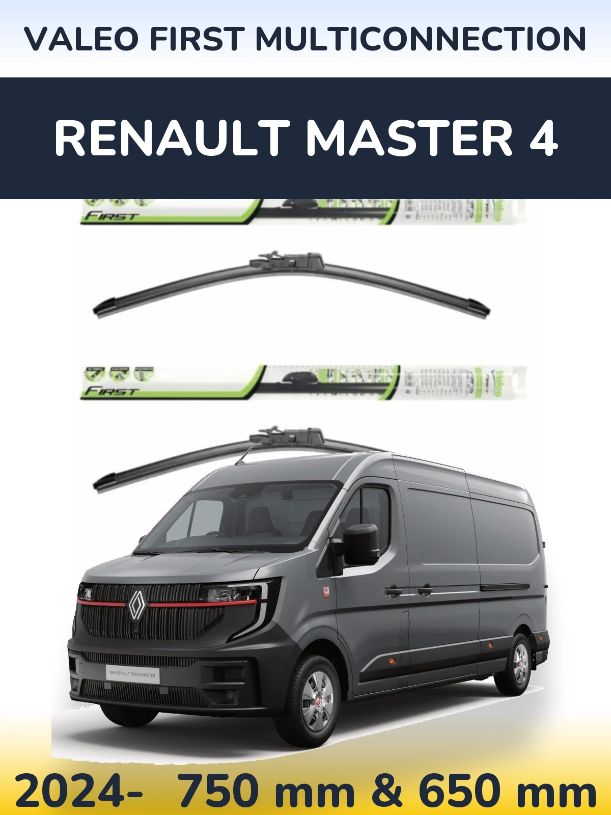 Komplet przednich wycieraczek Valeo First MultiConnection 750 & 650 mm do Renault Master 4 2024-2026