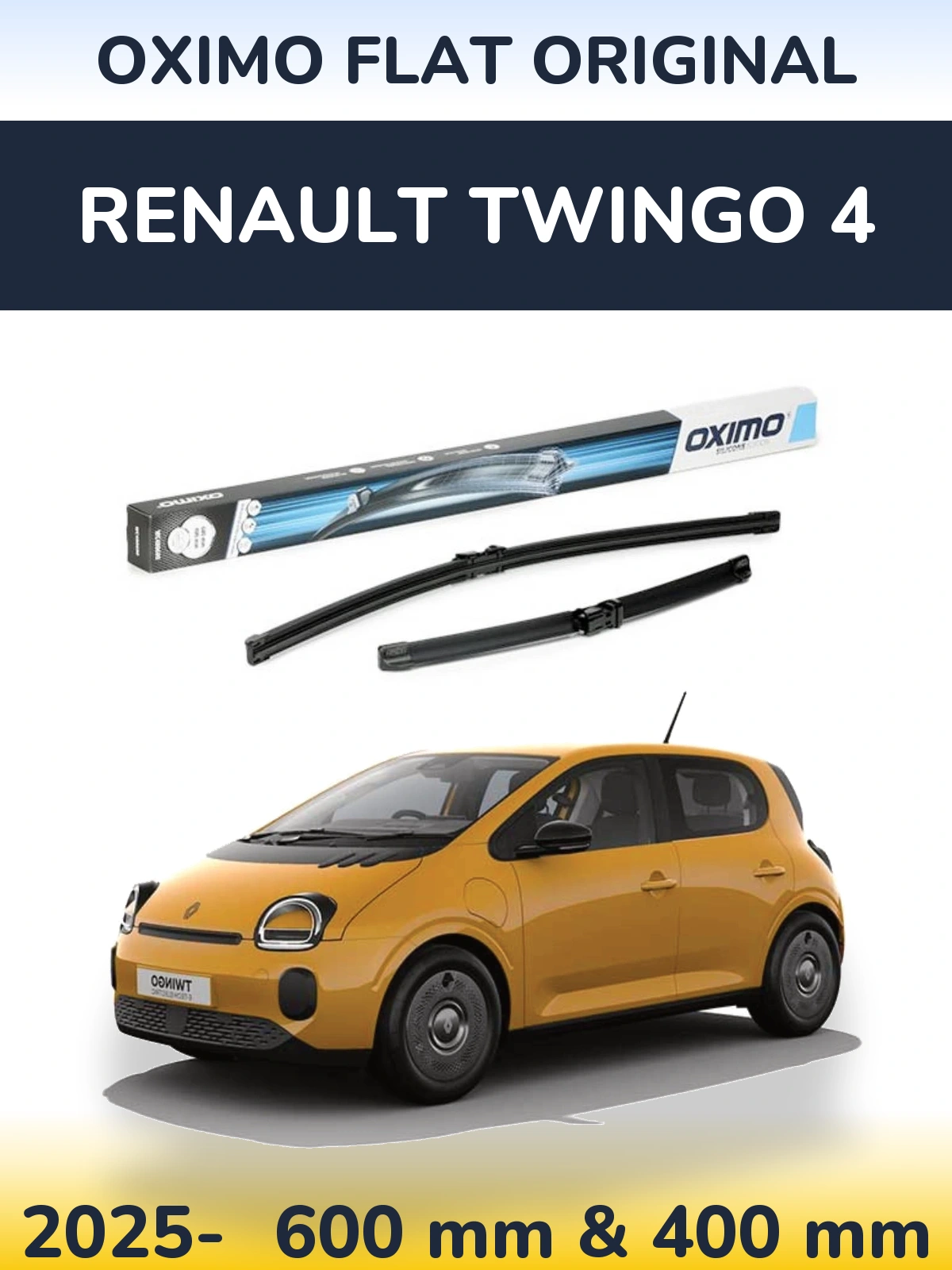 Front wiper blade set Oximo Flat Original 600 & 400 mm for Renault Twingo 4 2025-2026