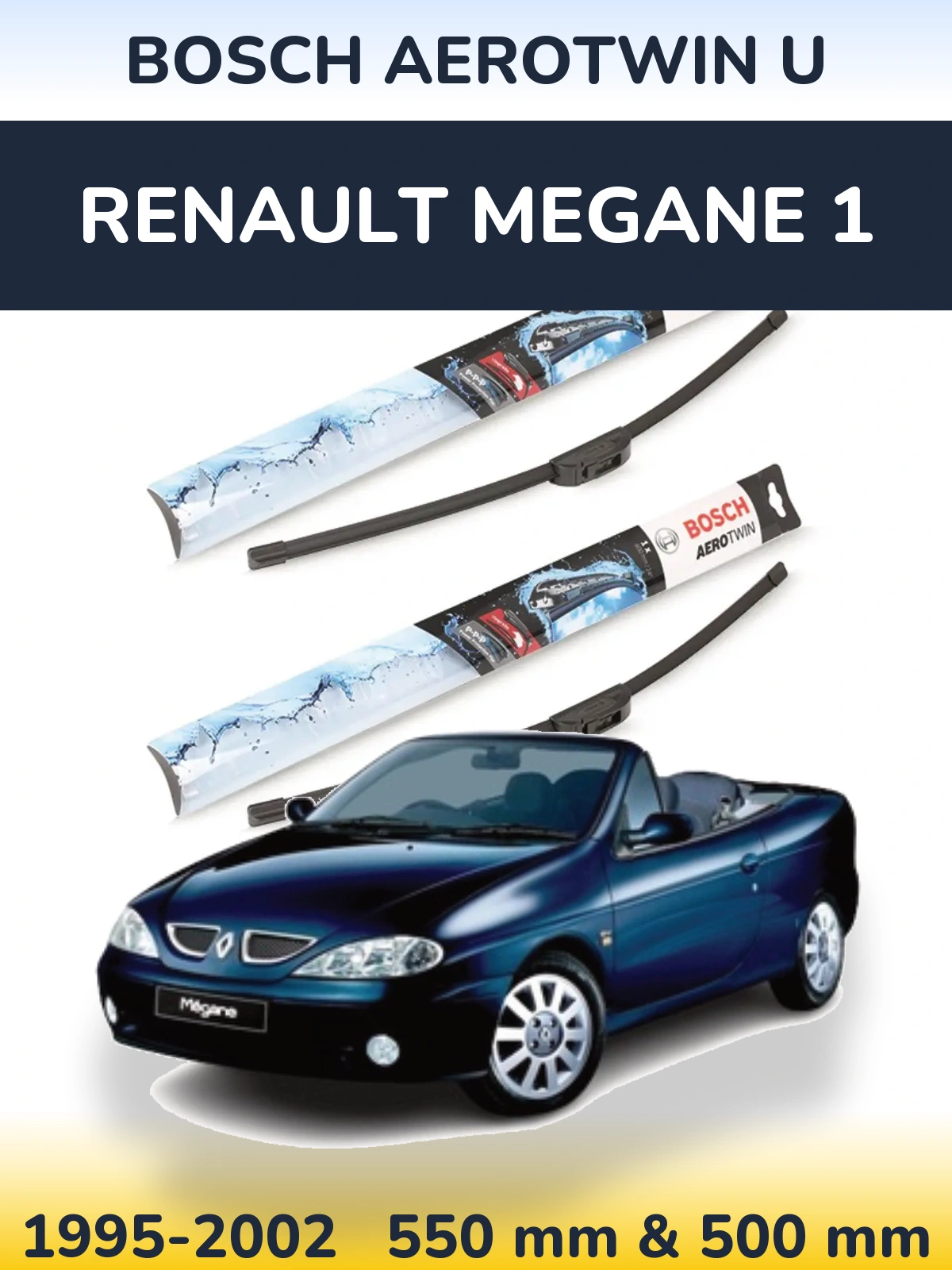 Komplet przednich wycieraczek BOSCH AeroTwin U 550 & 500 mm do Renault Megane 1 1995-2002