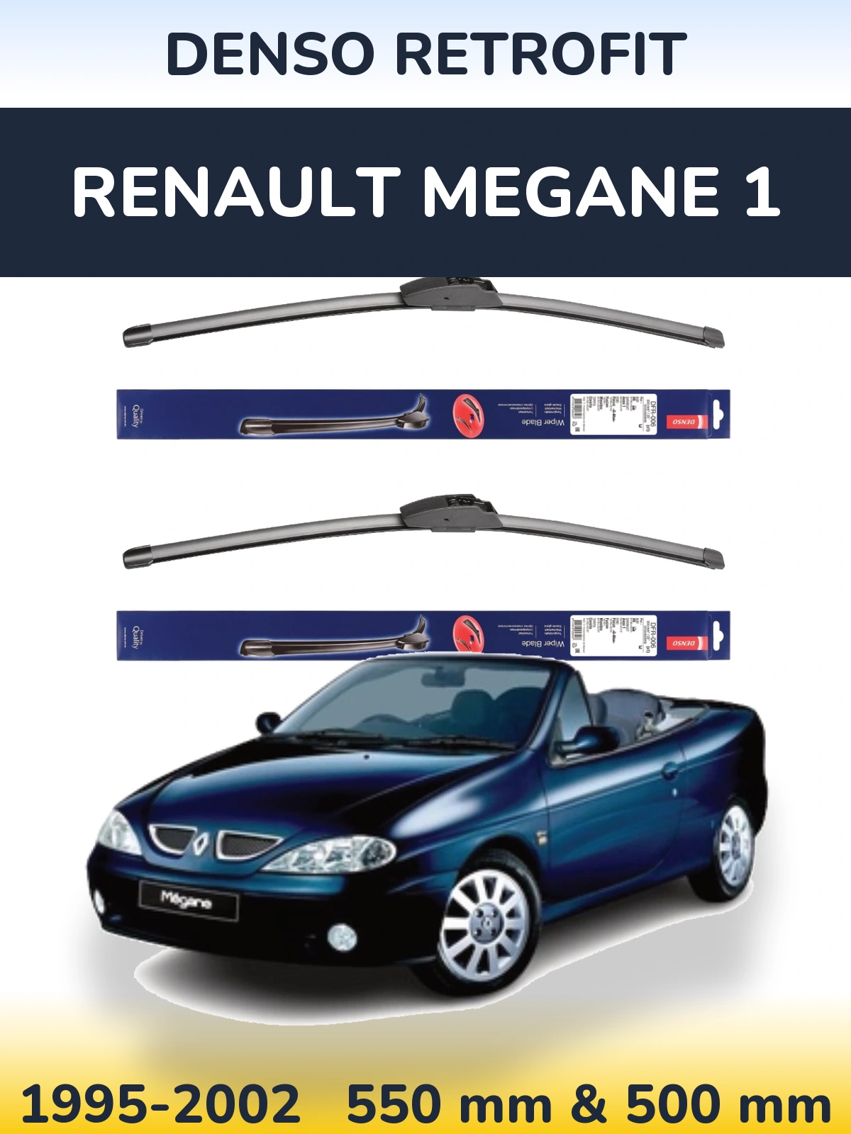 Komplet przednich wycieraczek Denso Retrofit 550 & 500 mm do Renault Megane 1 1995-2002