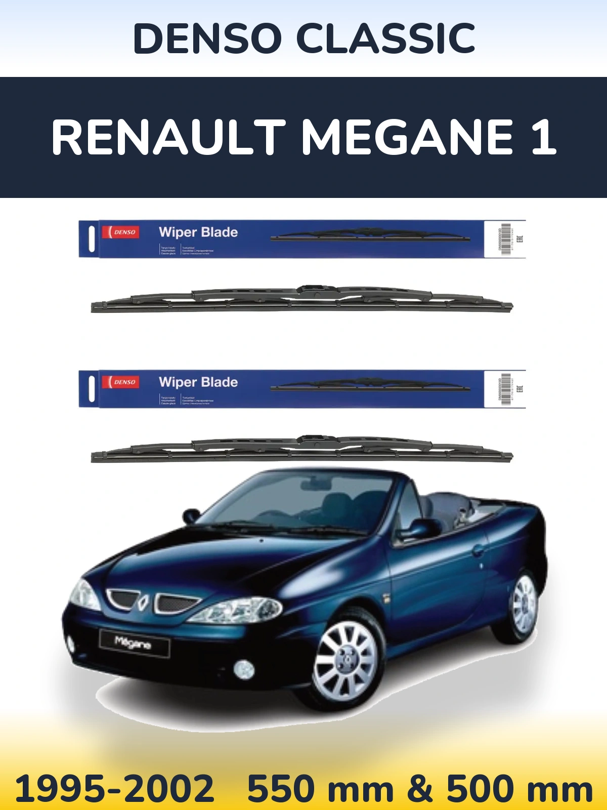 Komplet przednich wycieraczek Denso Classic 550 & 500 mm do Renault Megane 1 1995-2002