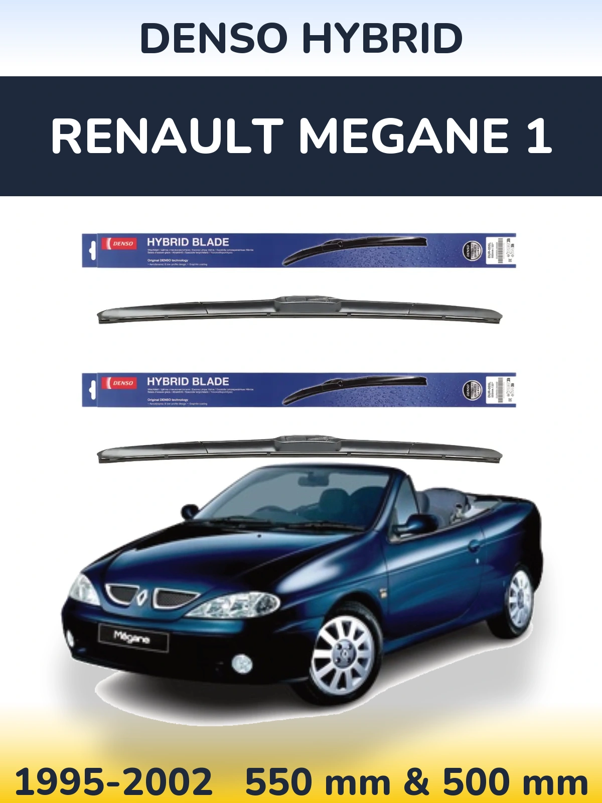 Комплект передніх щіток Denso Hybrid 550 & 500 мм для Renault Megane 1 1995-2002