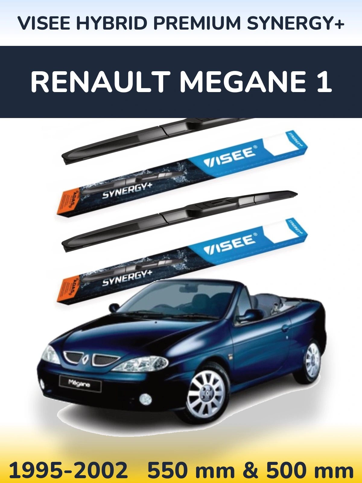 Komplet przednich wycieraczek VISEE HYBRID PREMIUM SYNERGY+ 550 & 500 mm do Renault Megane 1 1995-2002
