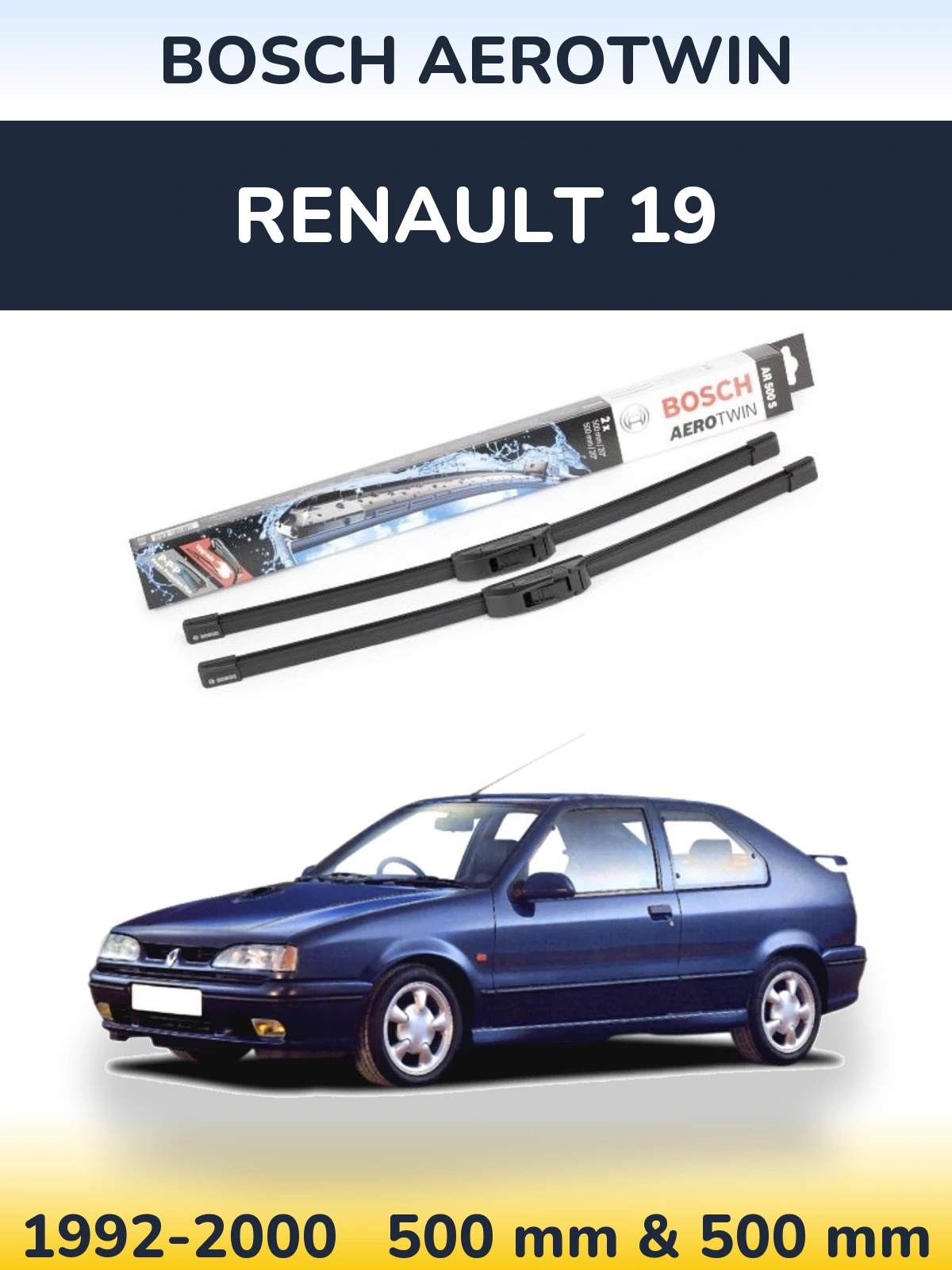 Комплект передніх щіток BOSCH AeroTwin 500 & 500 мм для Renault 19 1992-2000