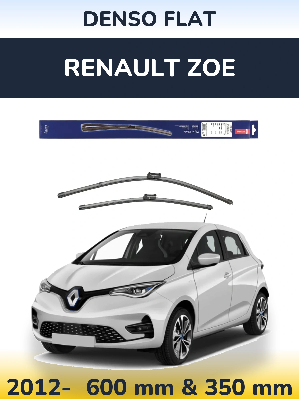 Комплект передних дворников Denso Flat 600 & 350 мм для Renault Zoe 2012-2026