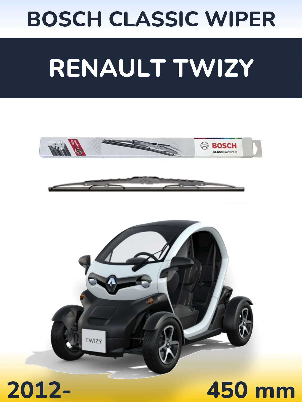 Передний дворник BOSCH Classic Wiper 450 мм для Renault Twizy 2012-2026