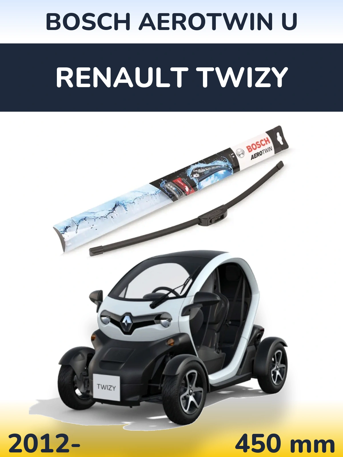Передня щітка BOSCH AeroTwin U 450 мм для Renault Twizy 2012-2026