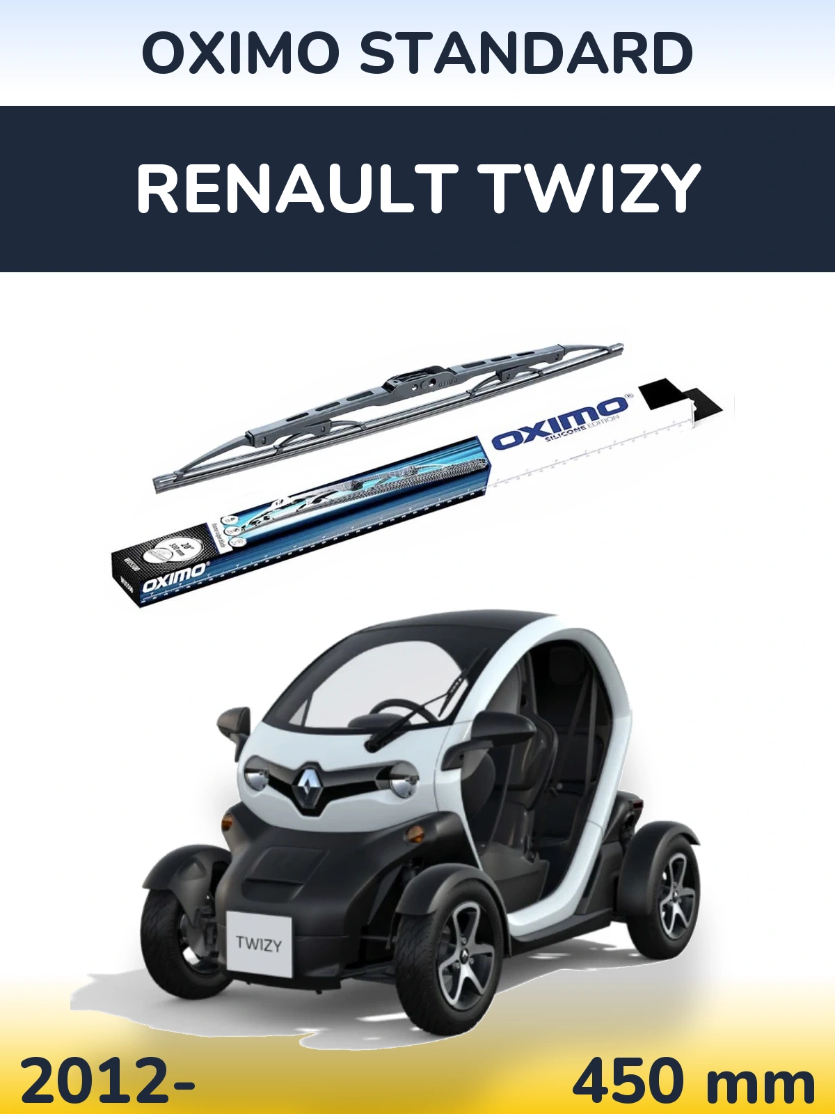 Przednia wycieraczka Oximo Standard 450 mm do Renault Twizy 2012-2026