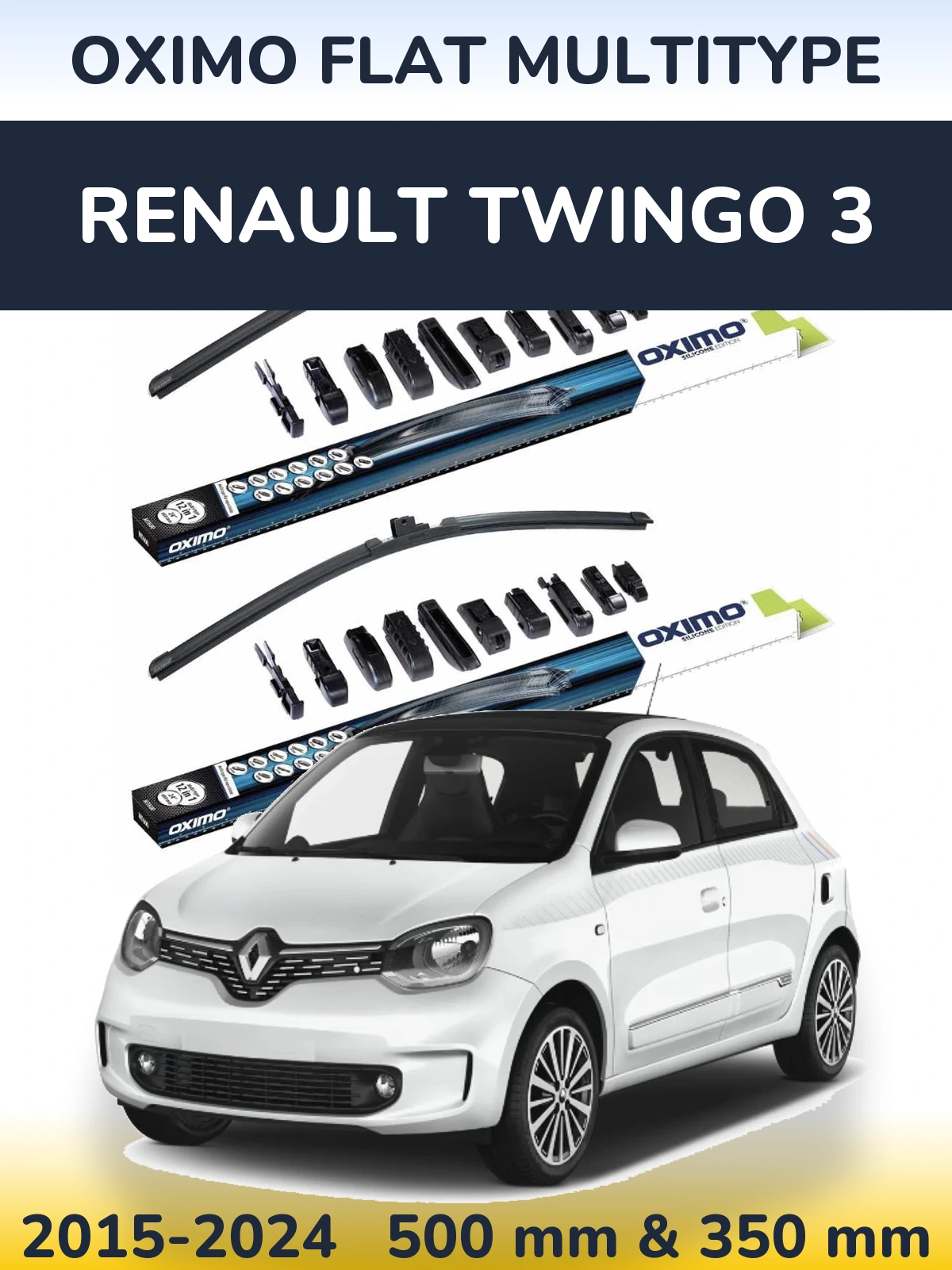 Комплект передних дворников Oximo Flat MultiТипe 500 & 350 мм для Renault Twingo 3 2015-2024