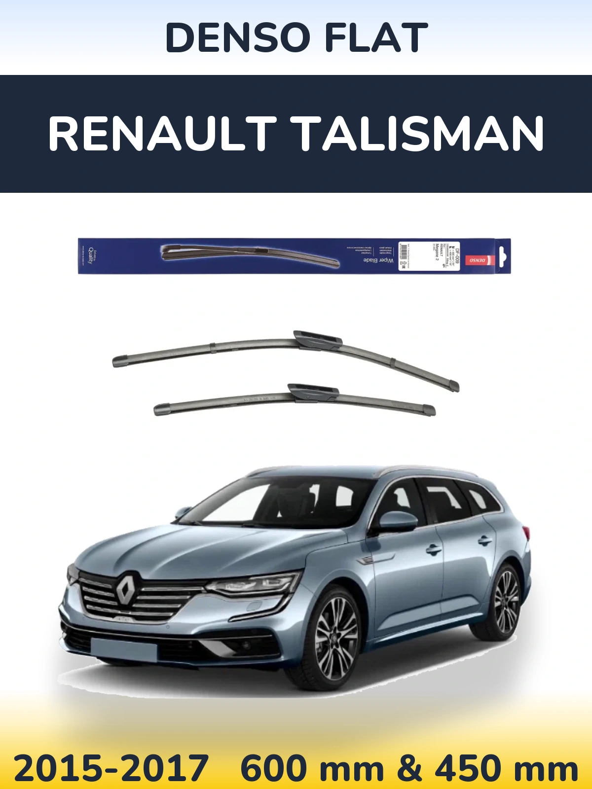 Комплект передних дворников Denso Flat 600 & 450 мм для Renault Talisman 2015-2017