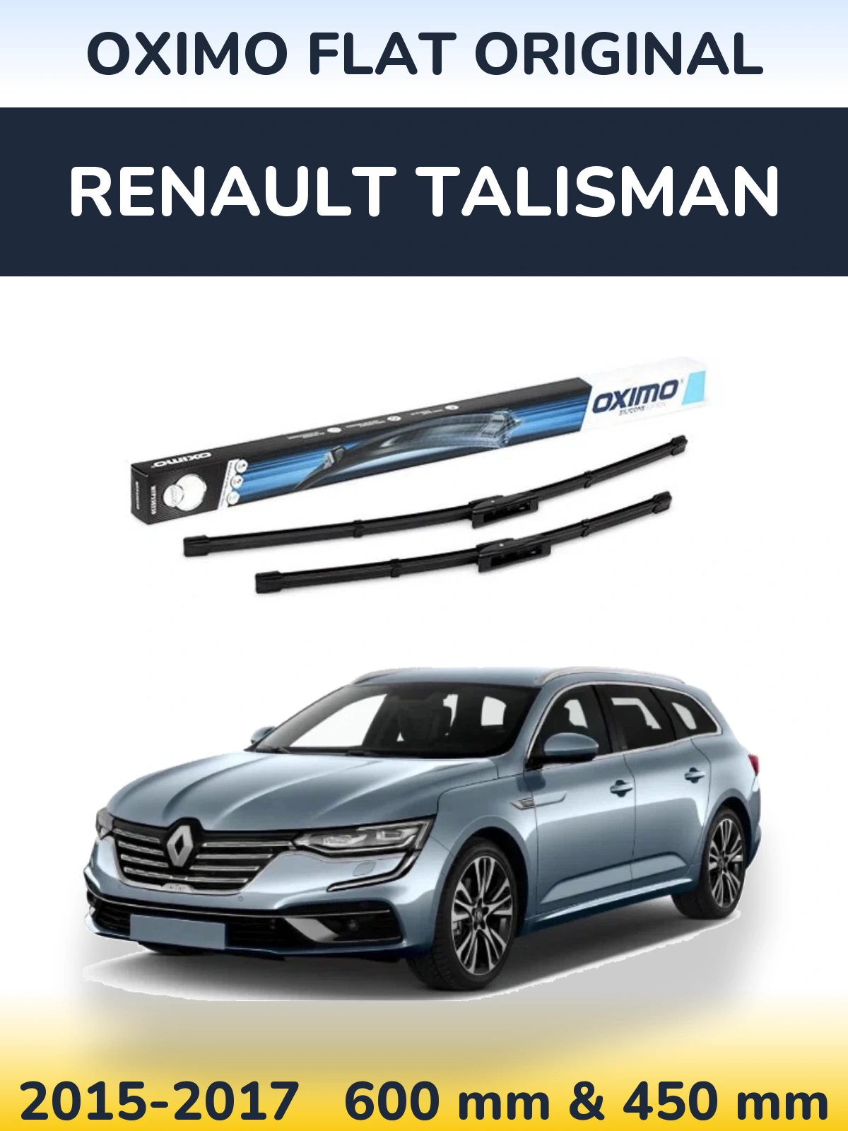 Комплект передних дворников Oximo Flat Original 600 & 450 мм для Renault Talisman 2015-2017