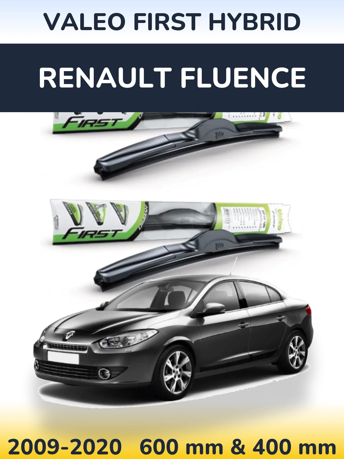 Комплект передних дворников Valeo First Hybrid 600 & 400 мм для Renault Fluence 2009-2020