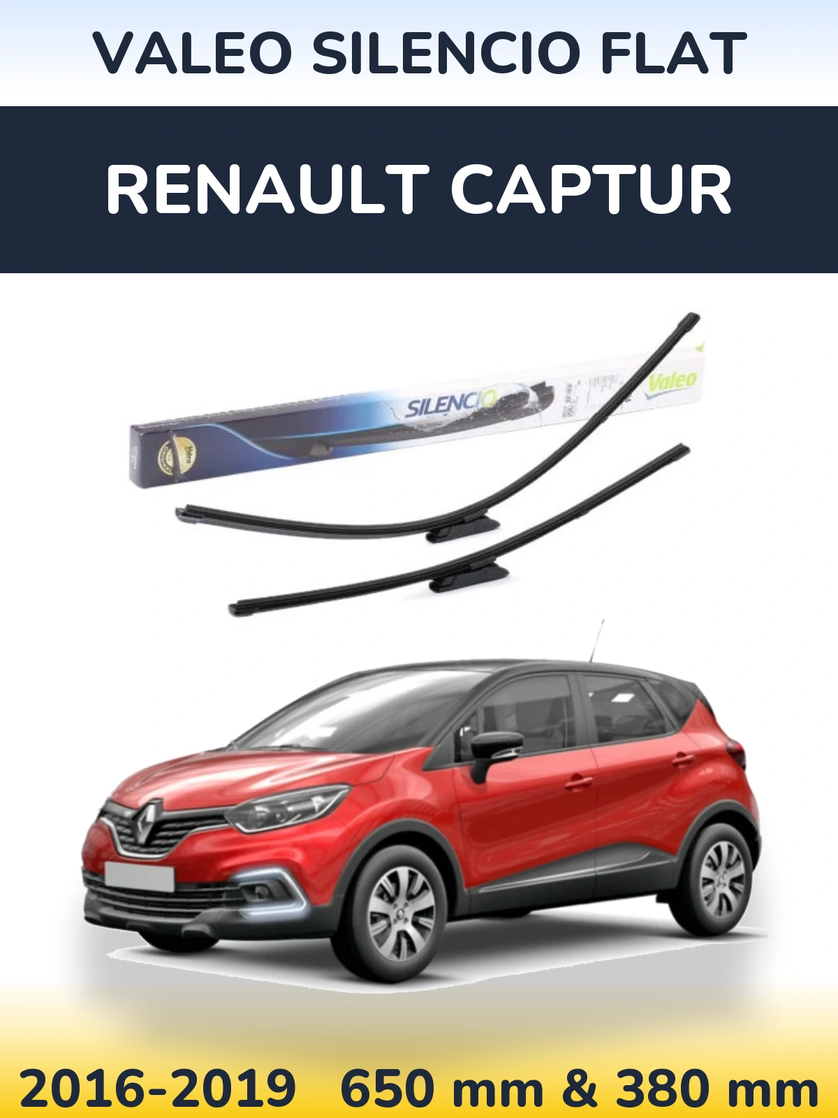 Комплект передних дворников Valeo Silencio Flat 650 & 380 мм для Renault Captur 2016-2019
