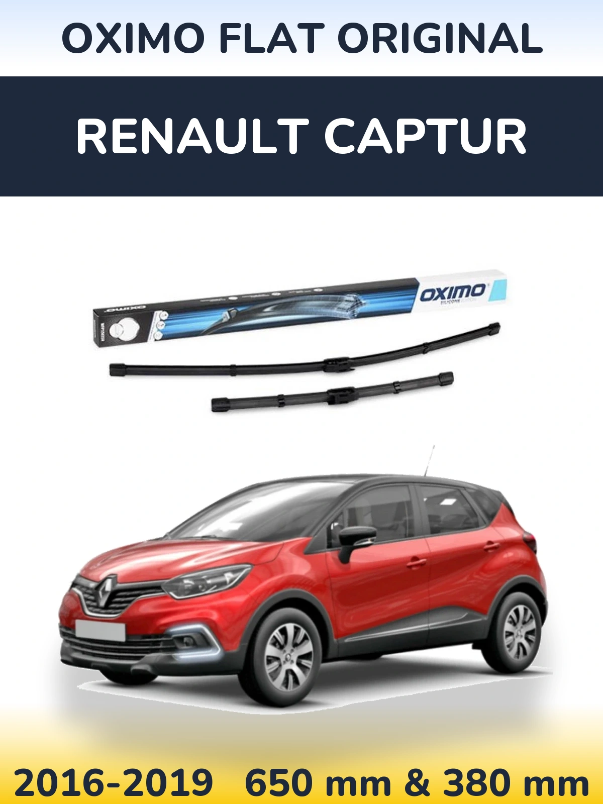 Комплект передних дворников Oximo Flat Original 650 & 350 мм для Renault Captur 2016-2019
