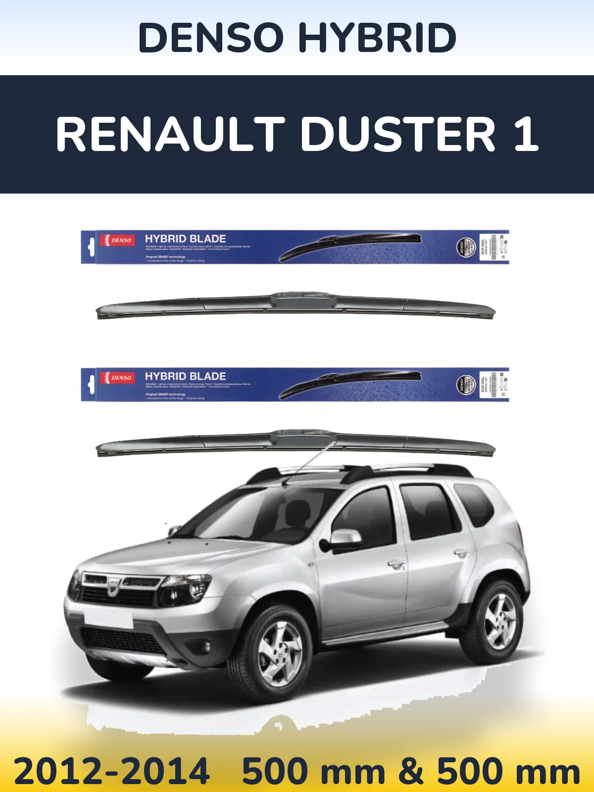 Komplet przednich wycieraczek Denso Hybrid 500 & 500 mm do Renault Duster 1 2012-2014