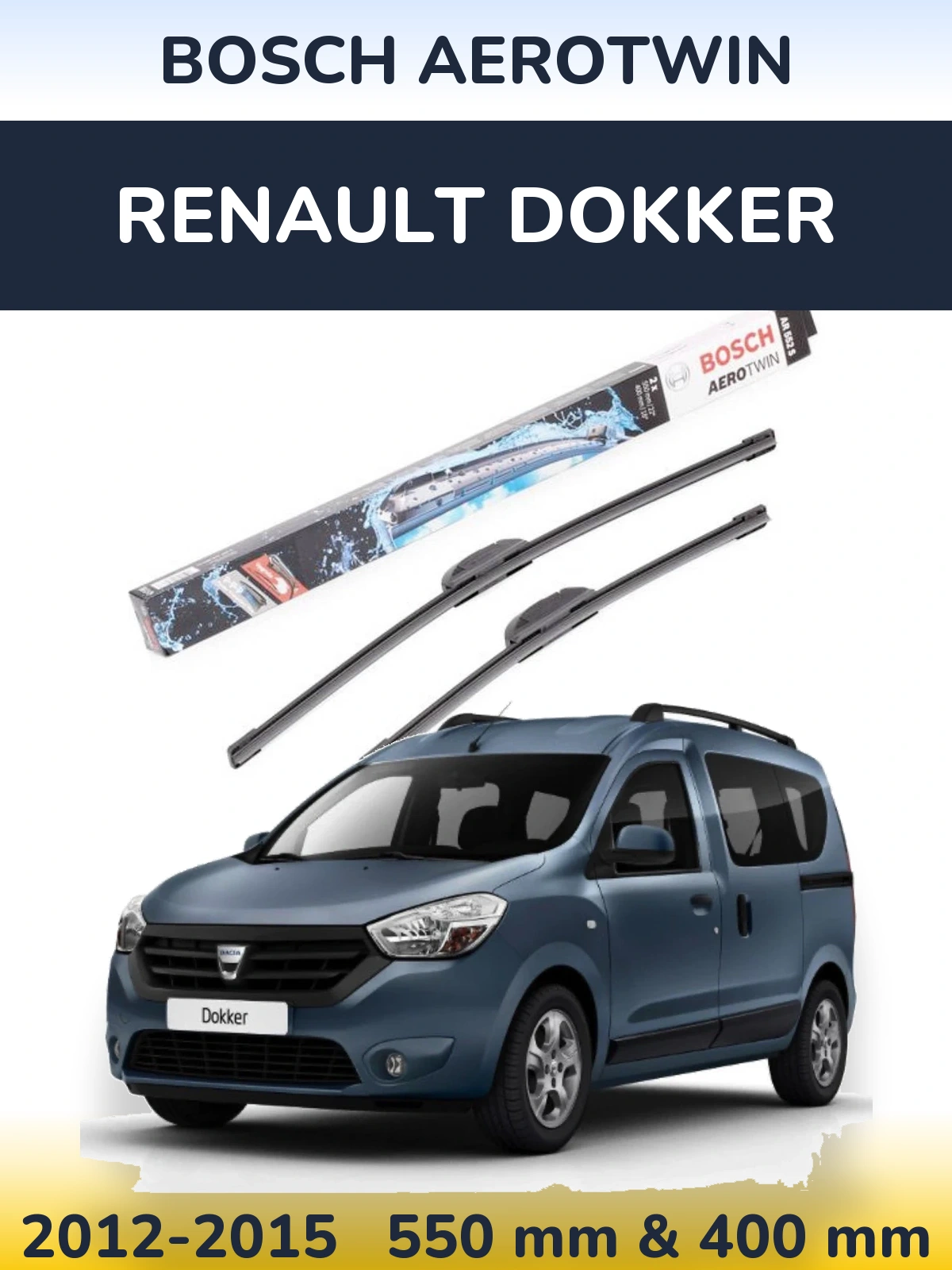 Комплект передніх щіток BOSCH AeroTwin 550 & 400 мм для Renault Dokker 2012-2015