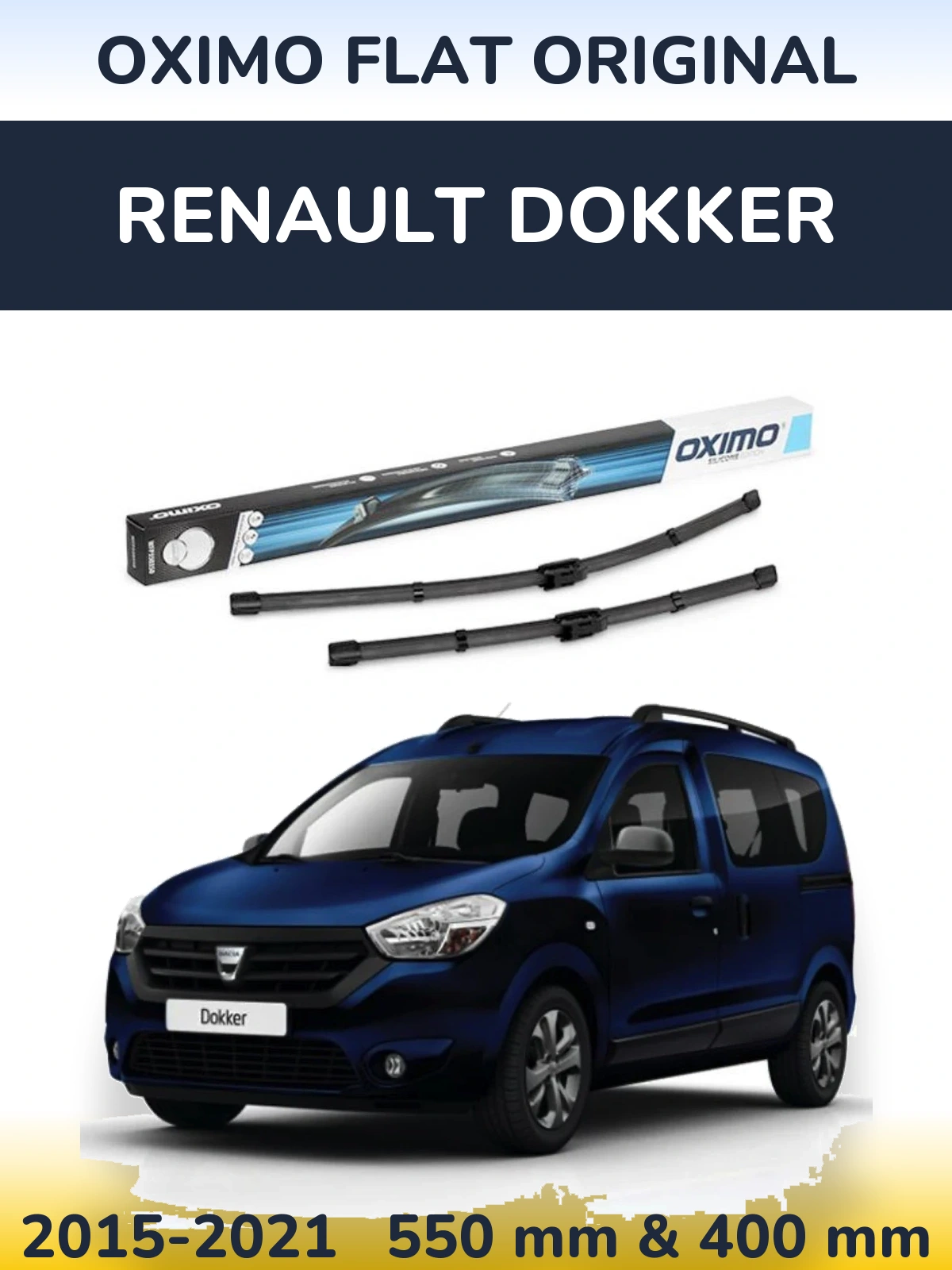 Комплект передних дворников Oximo Flat Original 550 & 400 мм для Renault Dokker 2015-2021