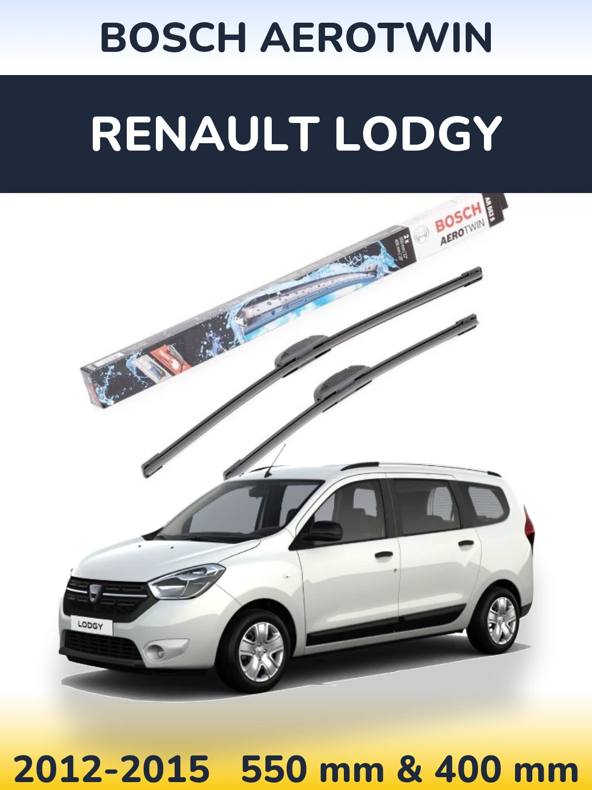 Komplet przednich wycieraczek BOSCH AeroTwin 550 & 400 mm do Renault Lodgy 2012-2015