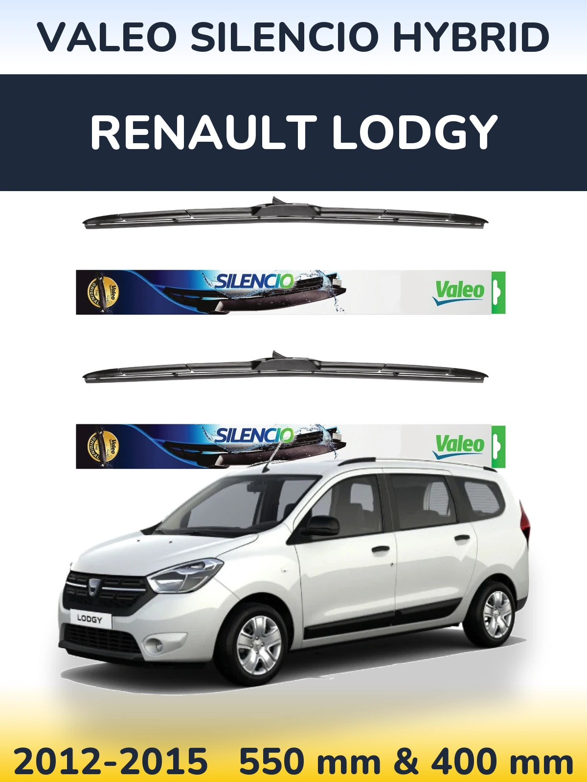 Комплект передних дворников Valeo Silencio Hybrid 550 & 400 мм для Renault Lodgy 2012-2015