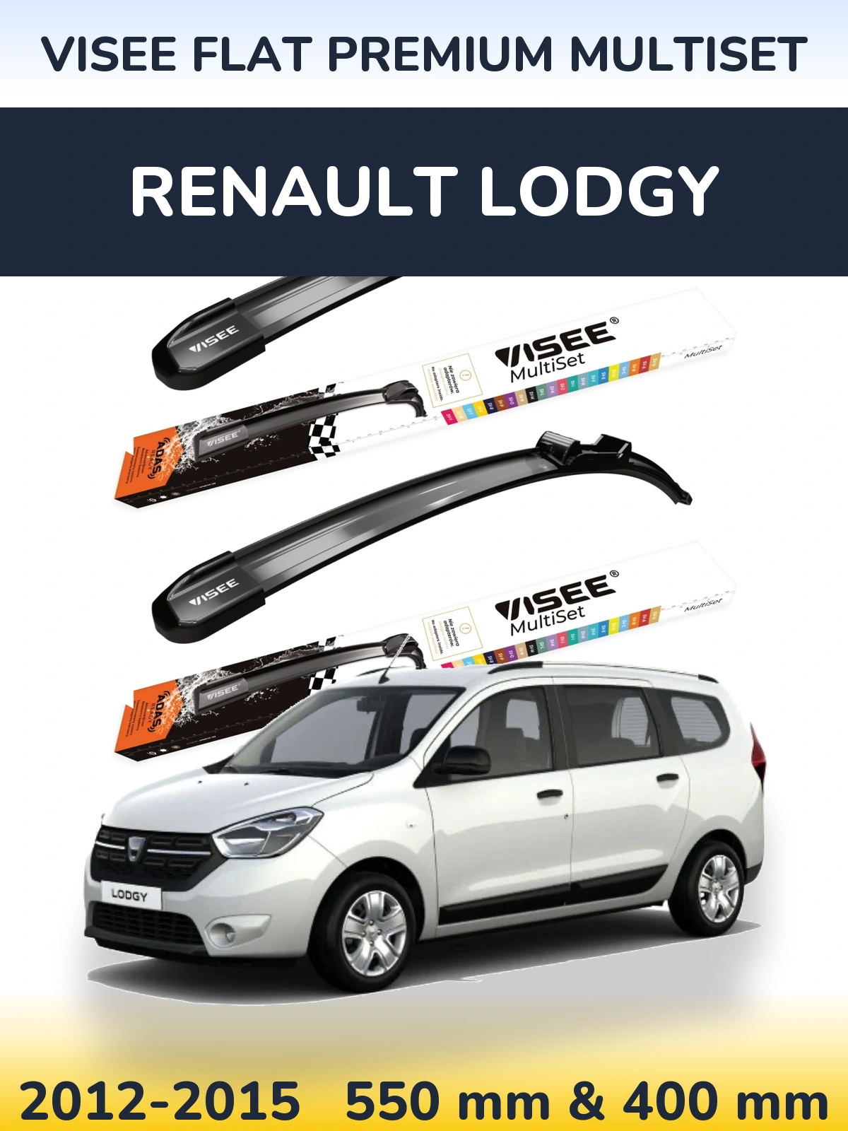 Комплект передних дворников VISEE FLAT PREMIUM MultiSet 550 & 400 мм для Renault Lodgy 2012-2015