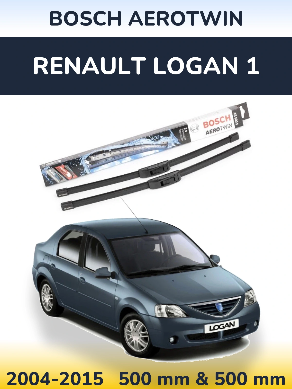 Komplet przednich wycieraczek BOSCH AeroTwin 500 & 500 mm do Renault Logan 1 2004-2015