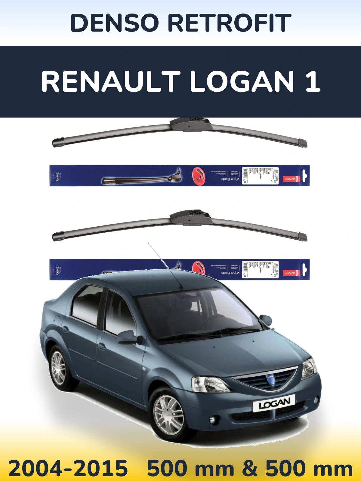 Комплект передних дворников Denso Retrofit 500 & 500 мм для Renault Logan 1 2004-2015