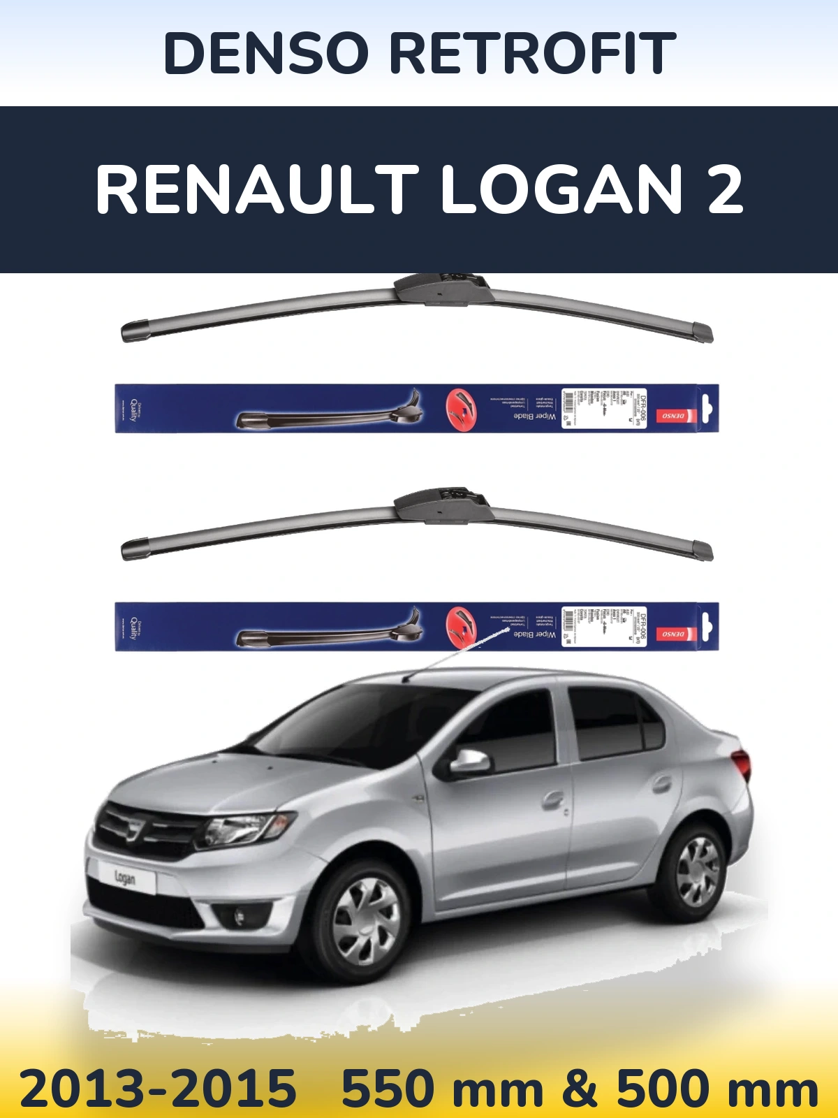 Комплект передних дворников Denso Retrofit 550 & 500 мм для Renault Logan 2 2013-2015