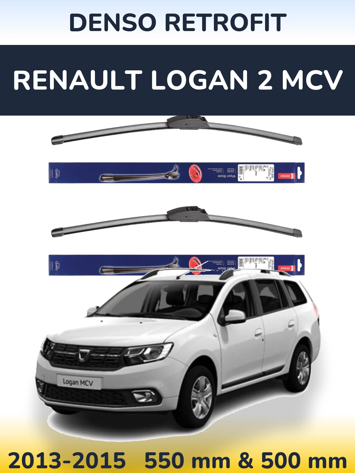 Комплект передних дворников Denso Retrofit 550 & 500 мм для Renault Logan 2 MCV 2013-2015