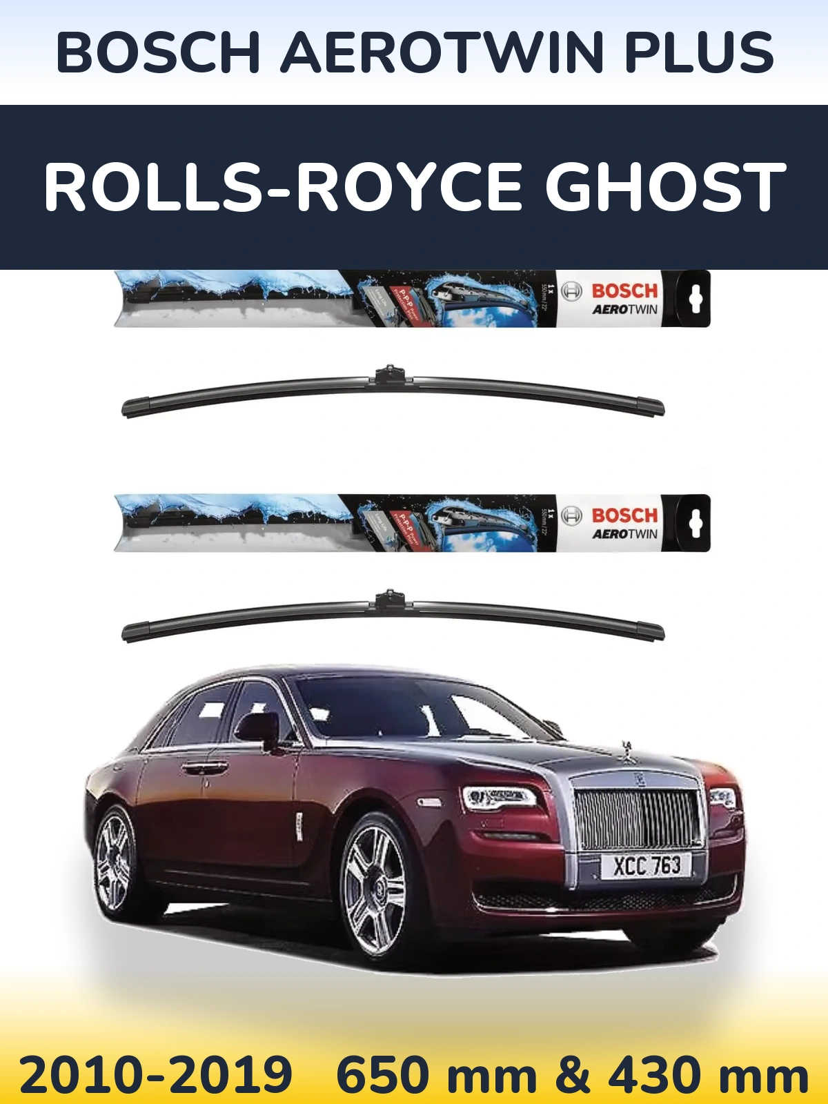Komplet przednich wycieraczek BOSCH AeroTwin Plus 650 & 430 mm do Rolls-Royce Ghost 2010-2019