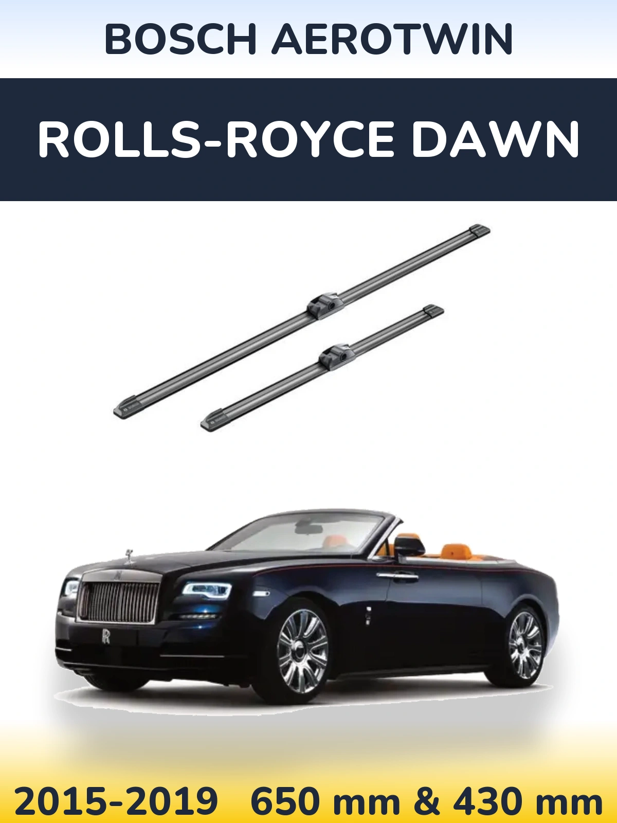 Комплект передніх щіток BOSCH AeroTwin 650 & 430 мм для Rolls-Royce Dawn 2015-2019